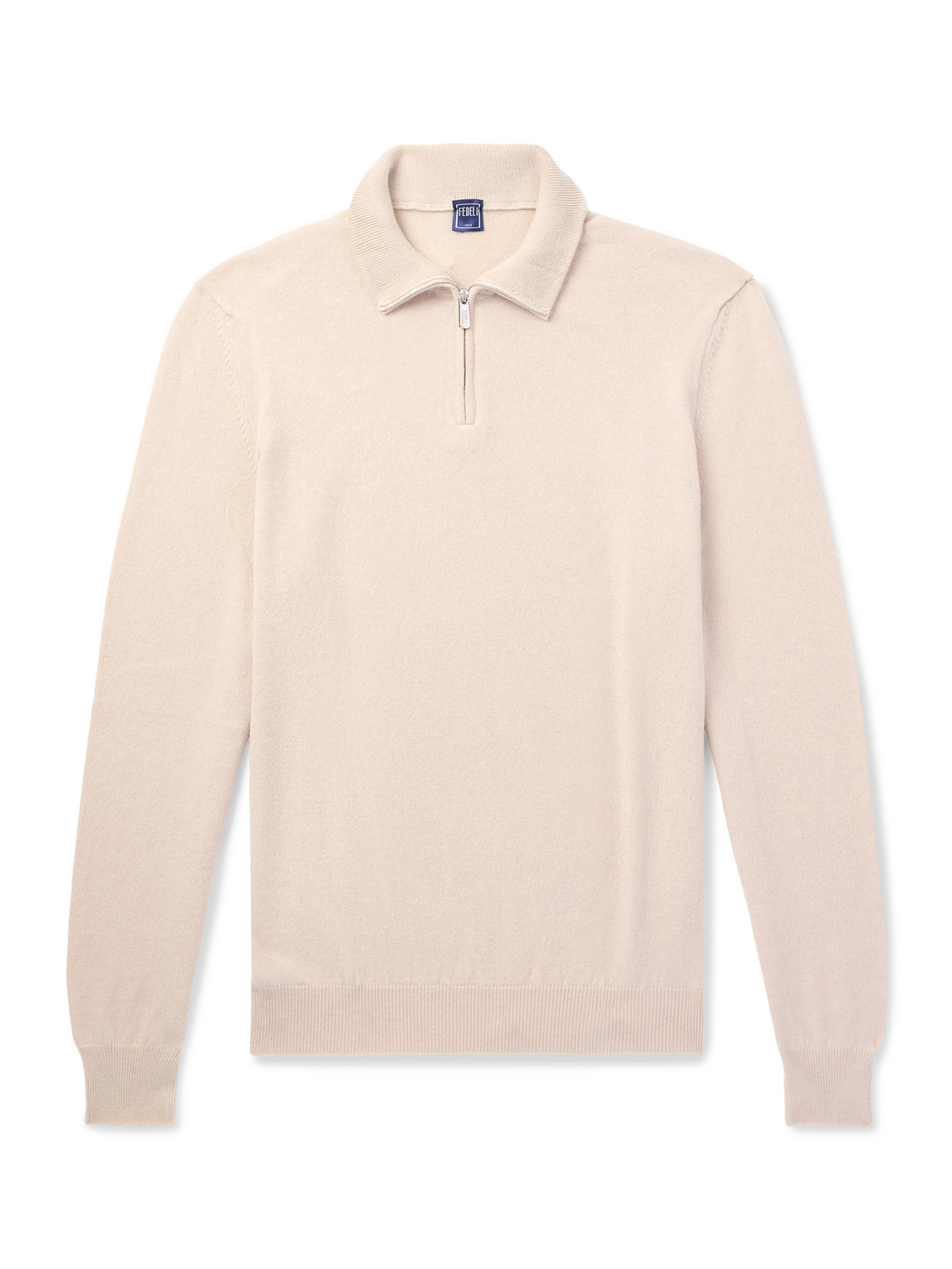 Fedeli Favonio Slim-fit Cashmere Half-zip Sweater In Neutral