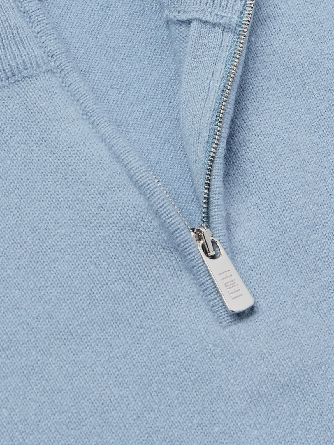 Fedeli Favonio Slim-fit Cashmere Half-zip Sweater In Blue