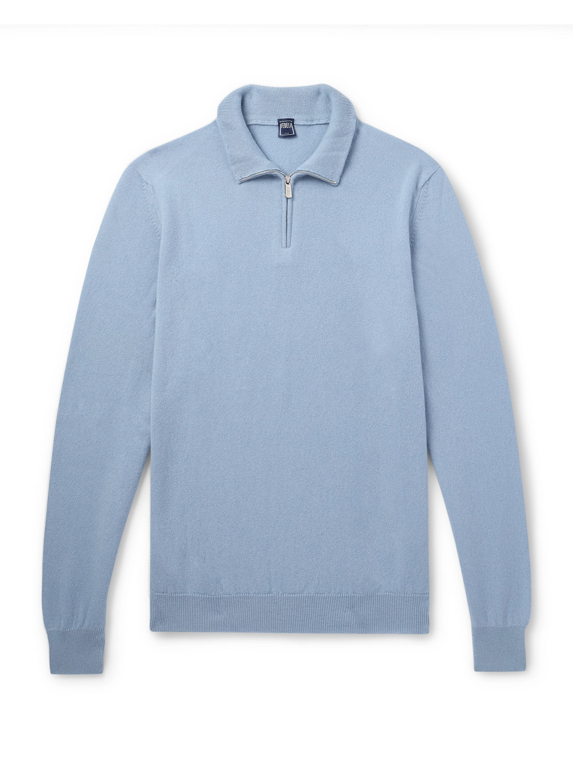 Fedeli Favonio Slim-fit Cashmere Half-zip Sweater In Blue