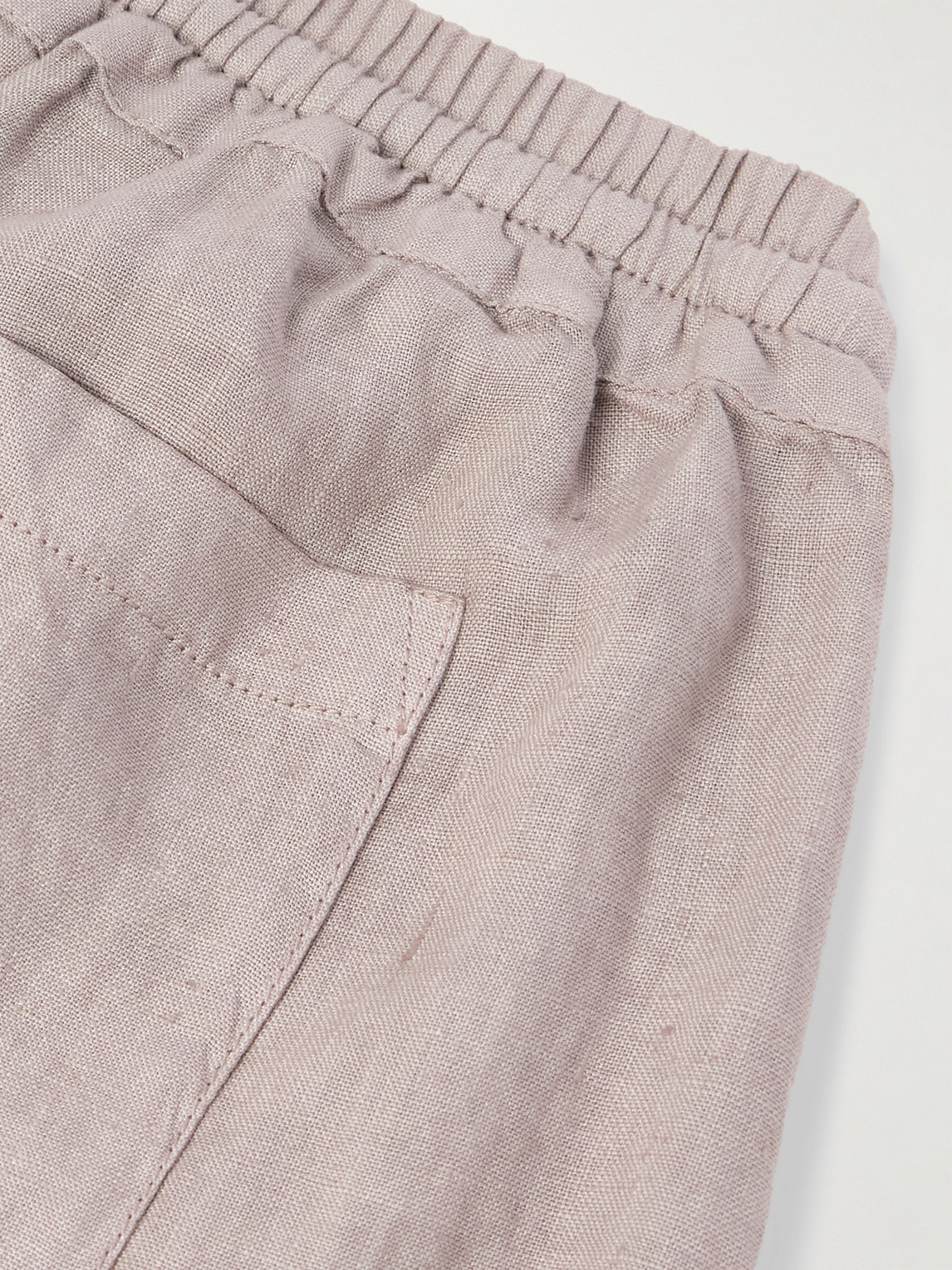 Fedeli Vico Straight-leg Linen Drawstring Shorts In Gray