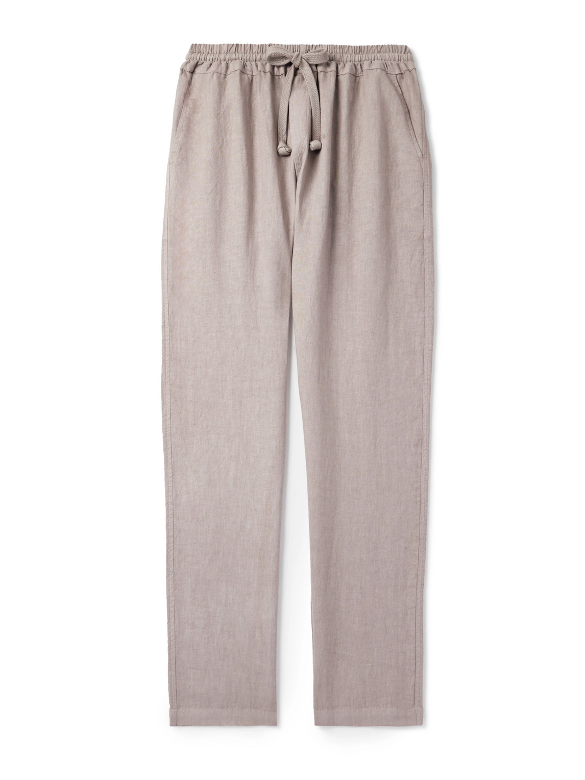 Fedeli Straight-leg Linen Drawstring Trousers In Brown