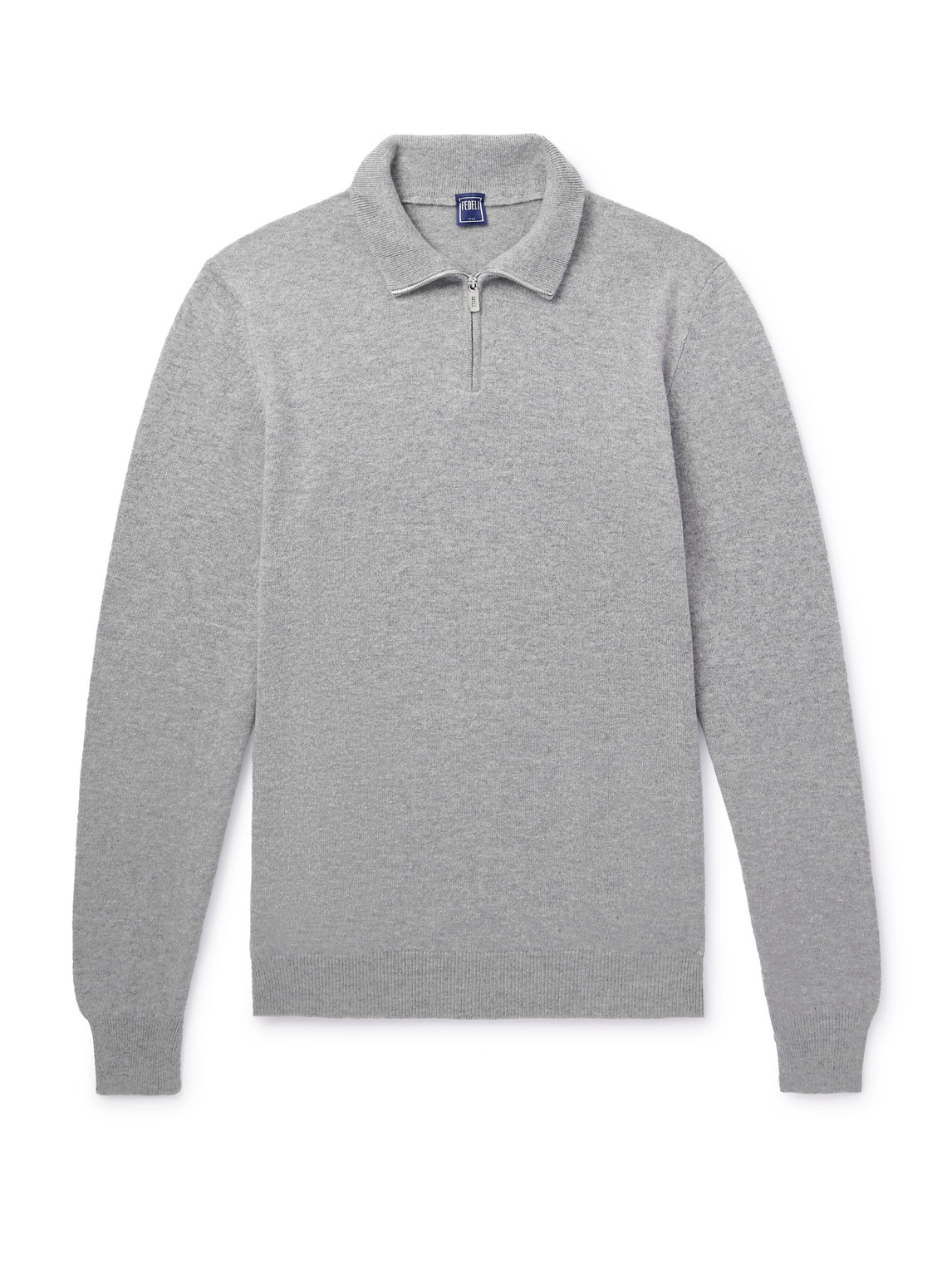 Fedeli Favonio Slim-fit Cashmere Half-zip Sweater In Gray