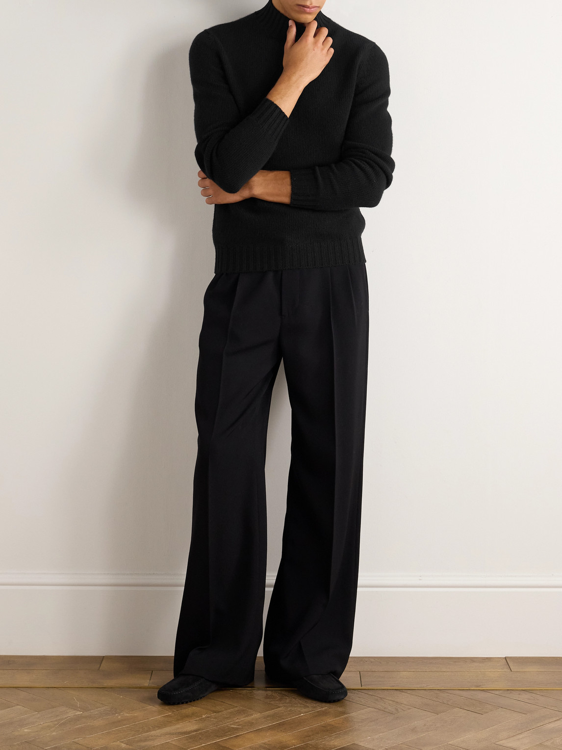 Fedeli Onda Wool And Cashmere-blend Rollneck Sweater In Black