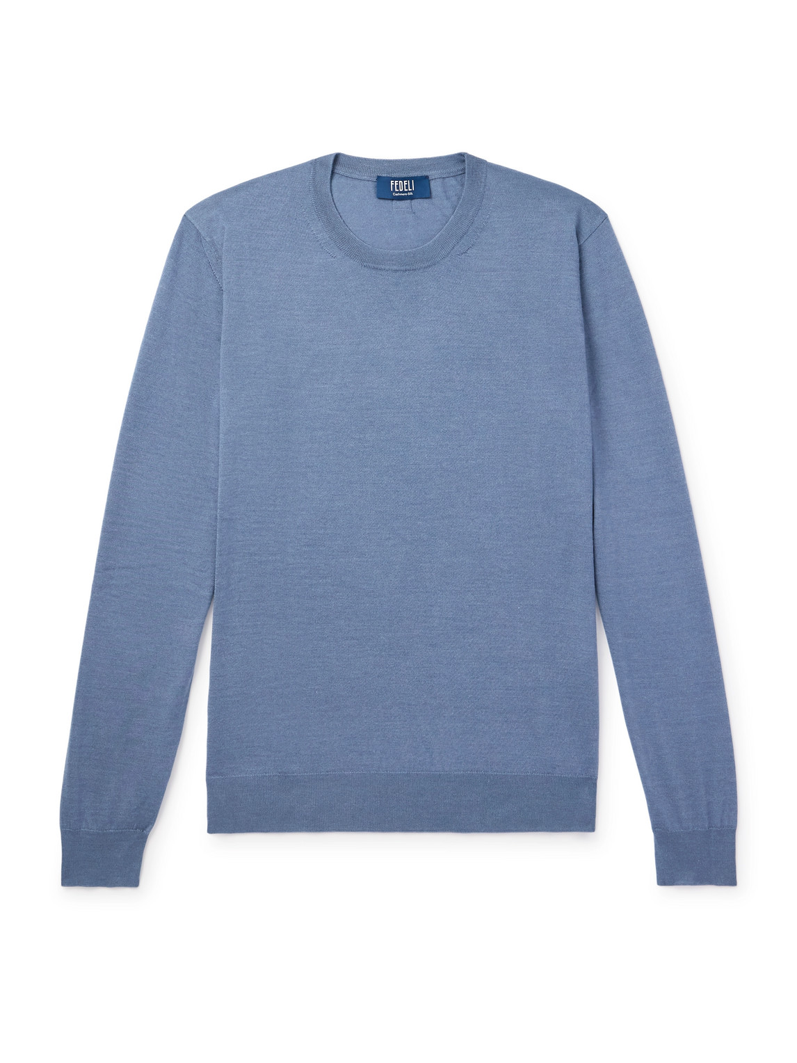 Fedeli Argentina Slim-fit Cashmere And Silk-blend Sweater In Blue