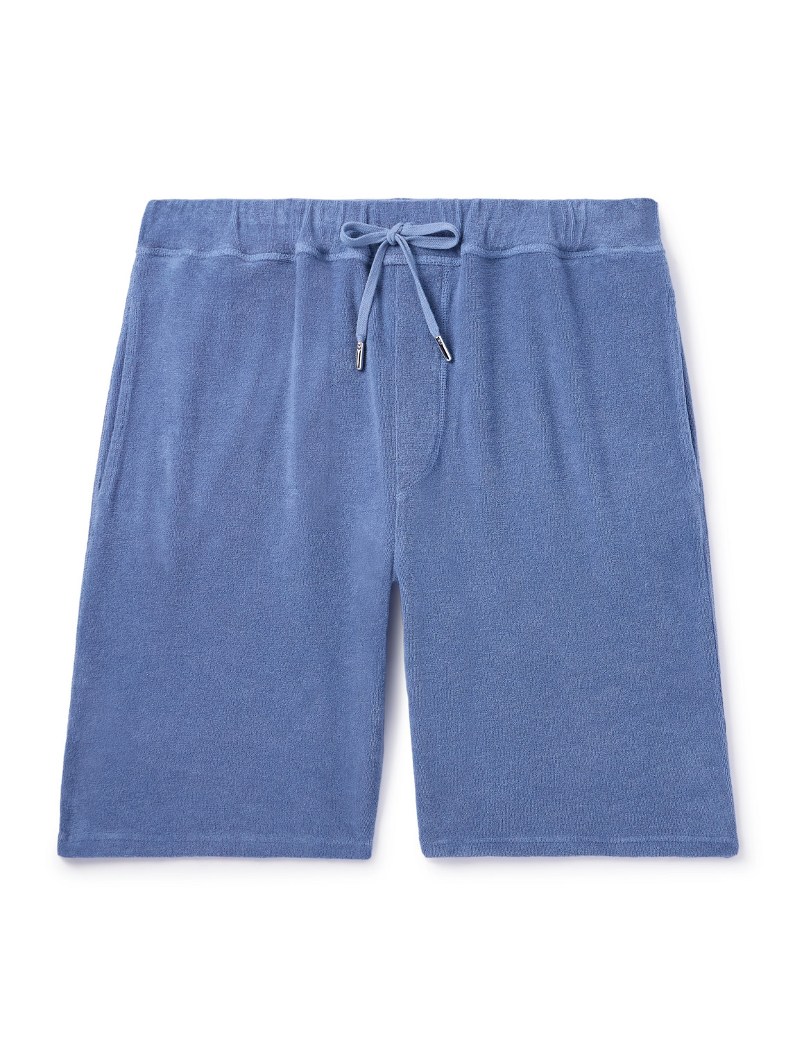 Fedeli Slim-fit Cotton-terry Drawstring Shorts In Blue