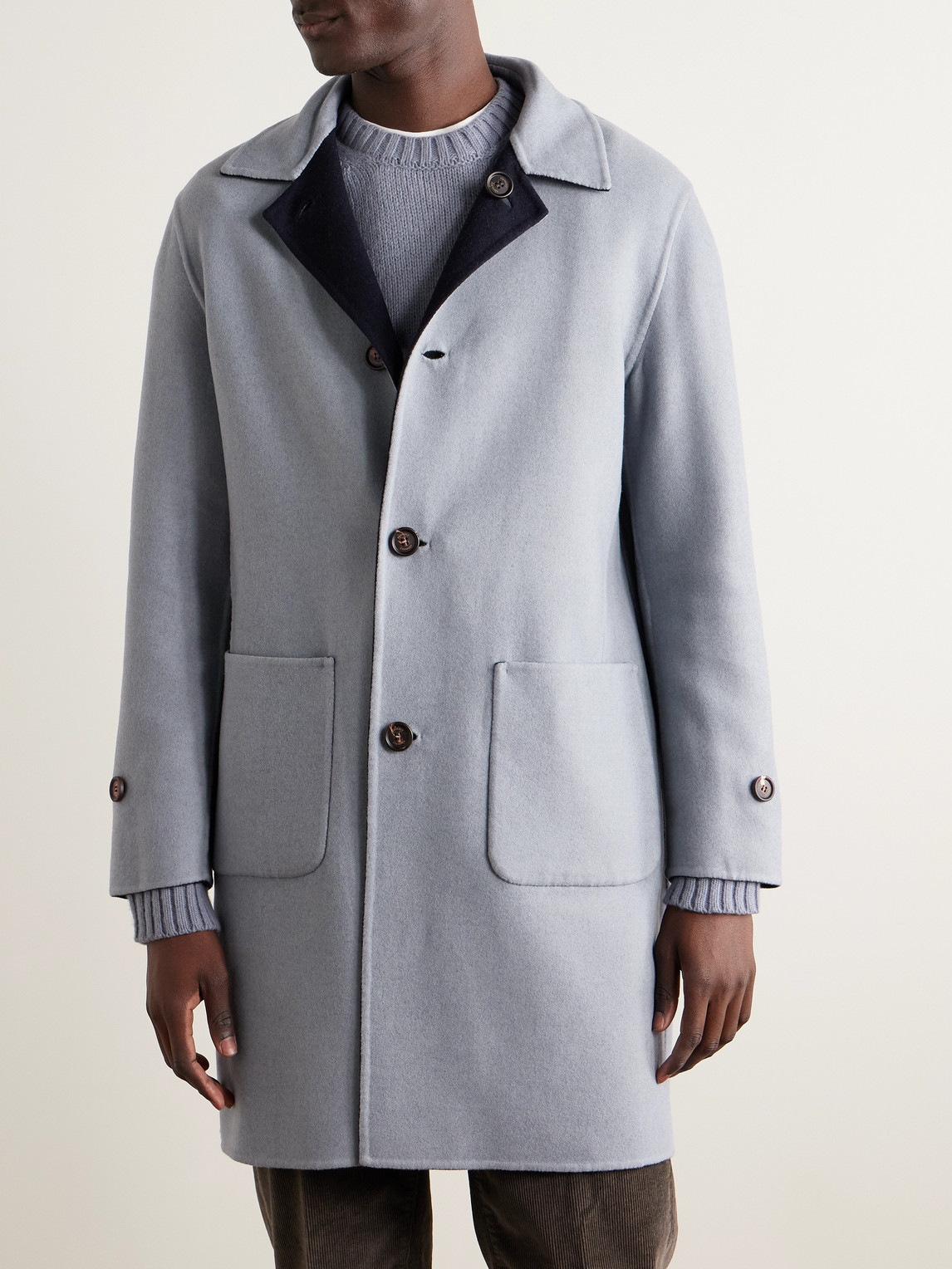 Eleventy Reversible Coat With Back Vent Detail In Blue