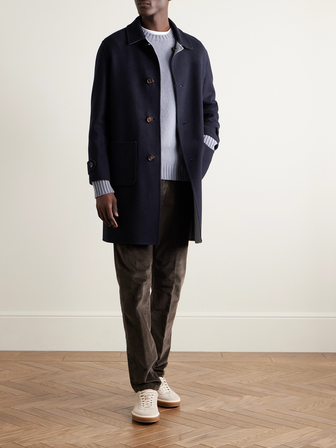 Eleventy Reversible Coat With Back Vent Detail In Blue