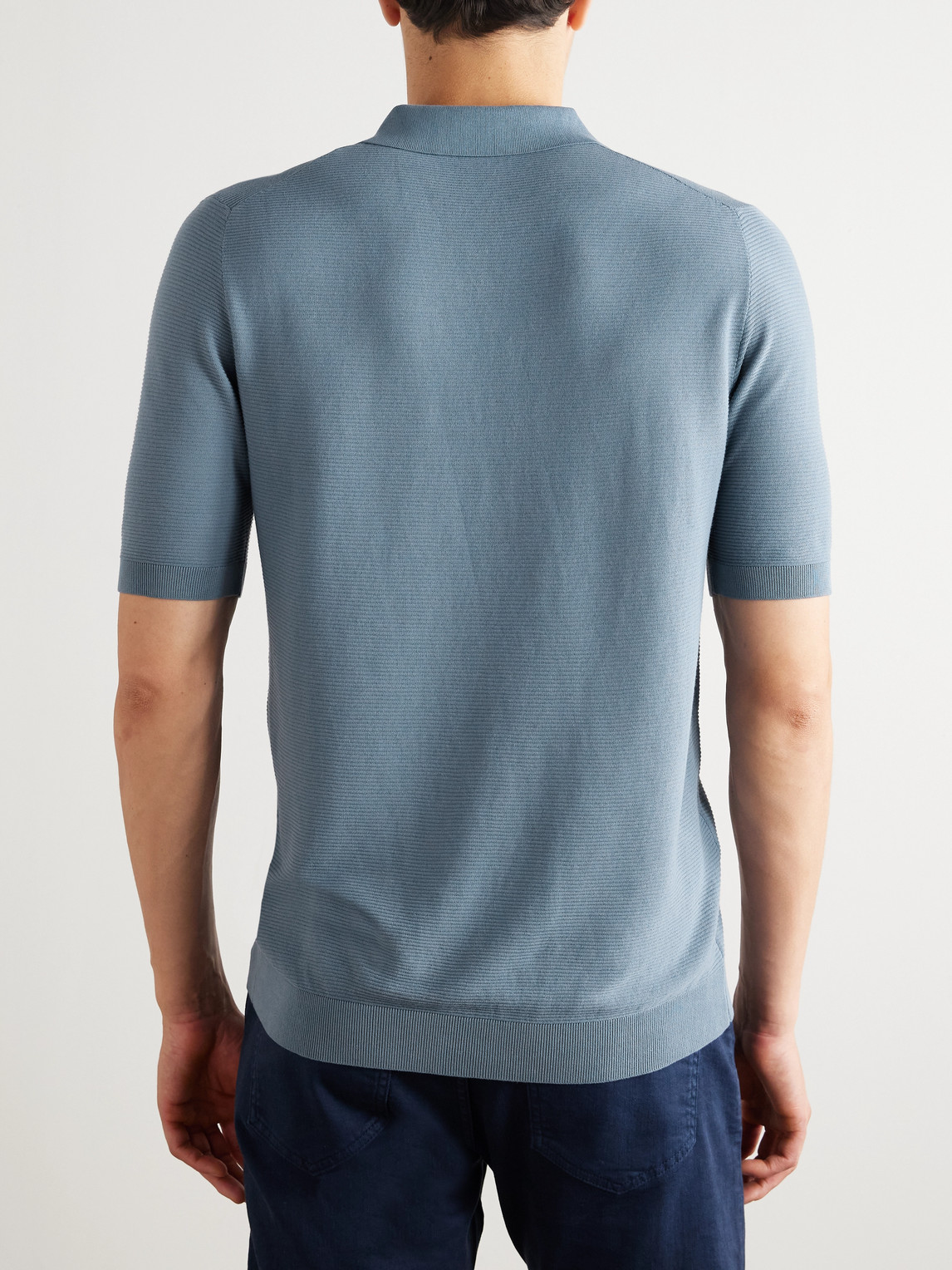 Slim-Fit Ribbed Cotton Polo Shirt