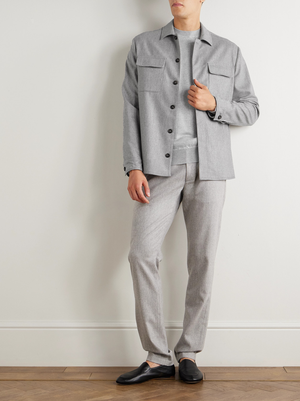 Eleventy Slim-fit Wool Sweater In Gray