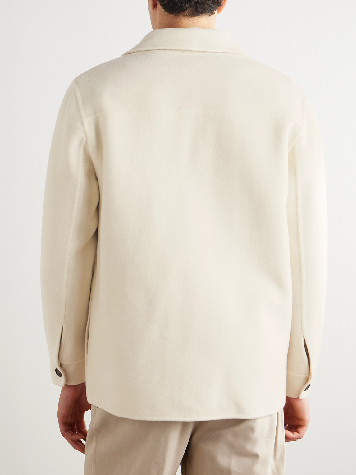 Eleventy Slim-fit Wool, Cashmere And Silk-blend Overshirt In Neutral