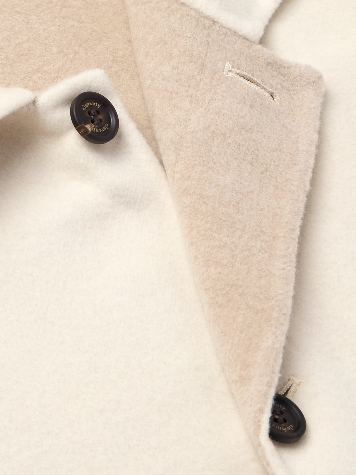 Eleventy Slim-fit Wool, Cashmere And Silk-blend Overshirt In Neutral