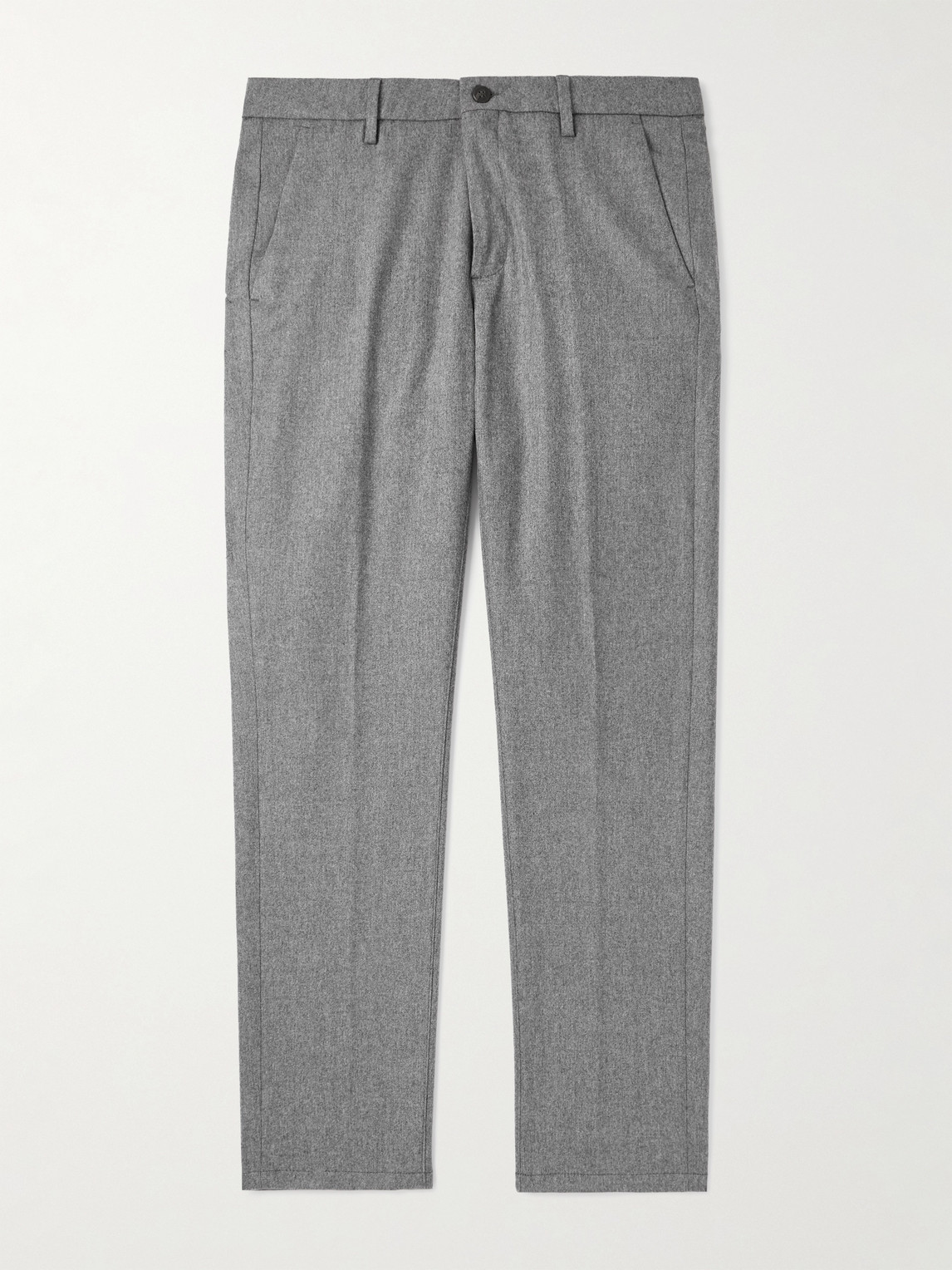 Eleventy Straight-leg Stretch Wool And Cashmere-blend Trousers In Gray