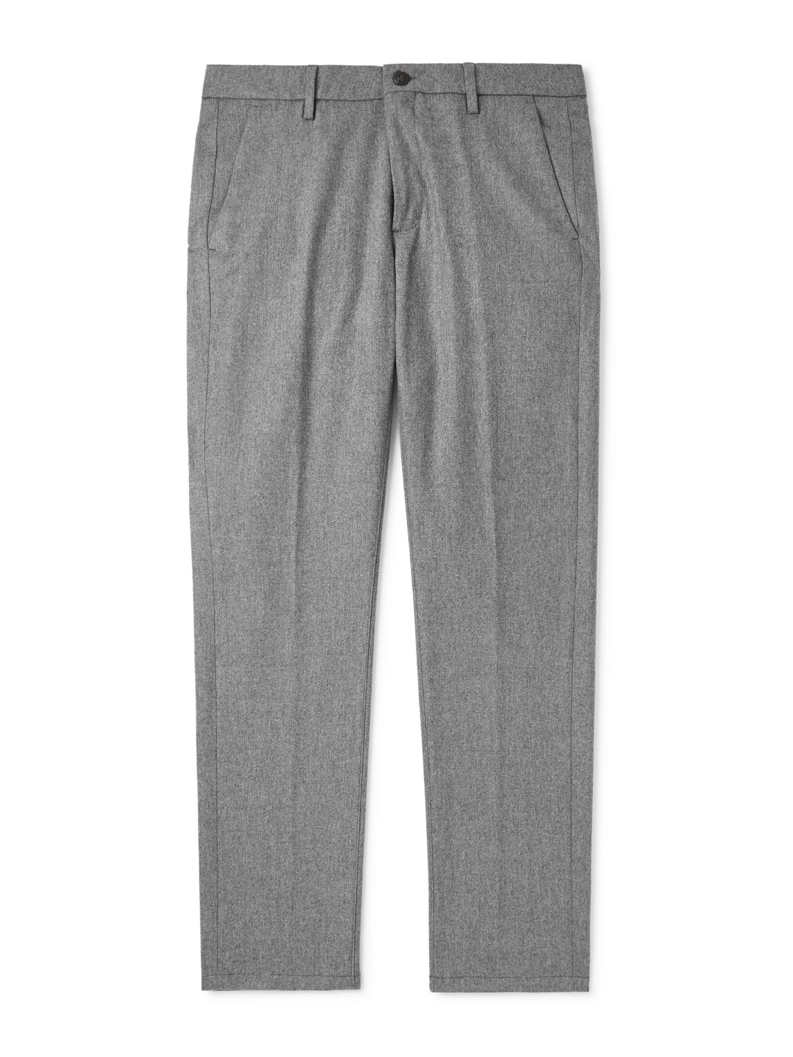 Eleventy Straight-leg Stretch Wool And Cashmere-blend Trousers In Gray