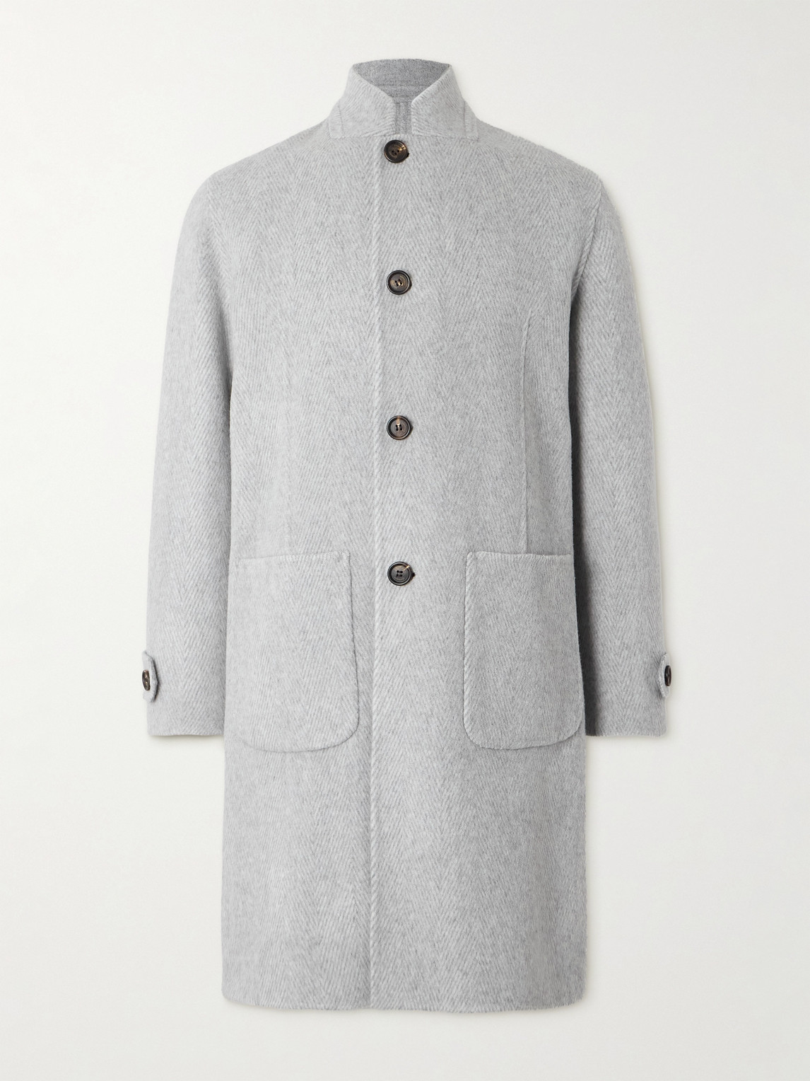 ELEVENTY Herringbone Wool and Cashmere-Blend Overcoat - Men