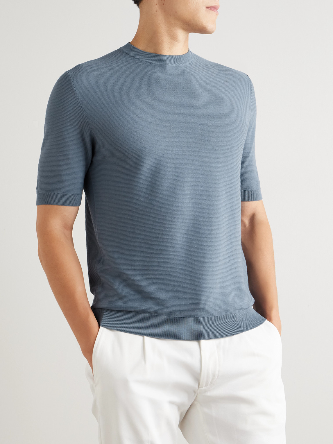Slim-Fit Ribbed Cotton T-Shirt