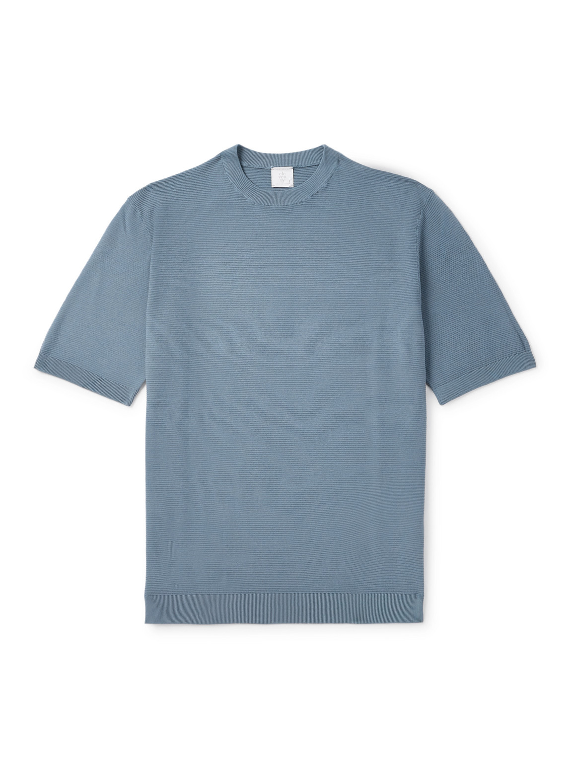 Eleventy Slim-fit Ribbed Cotton T-shirt In Blue