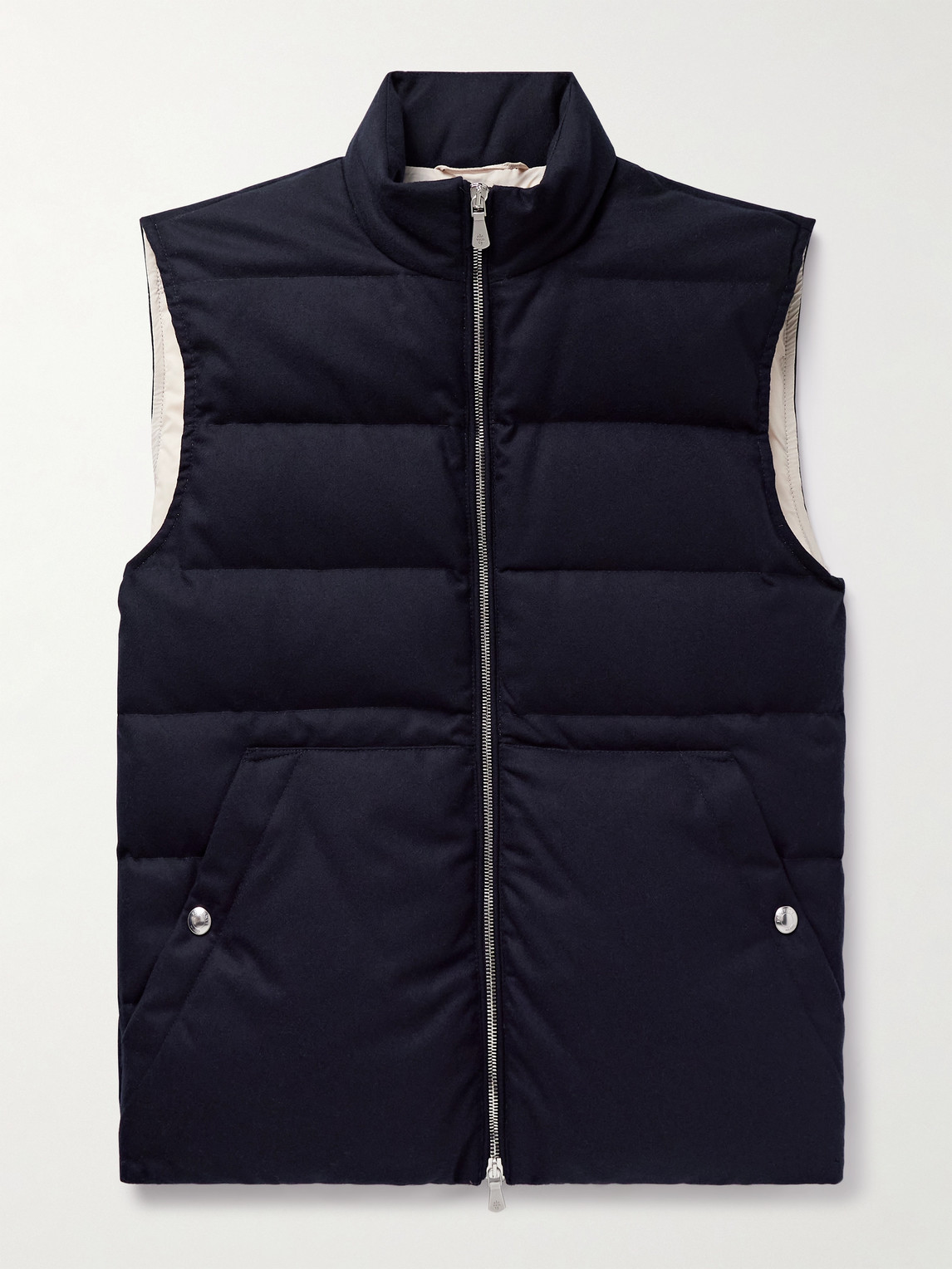Eleventy Quilted Wool Down Gilet In Blue