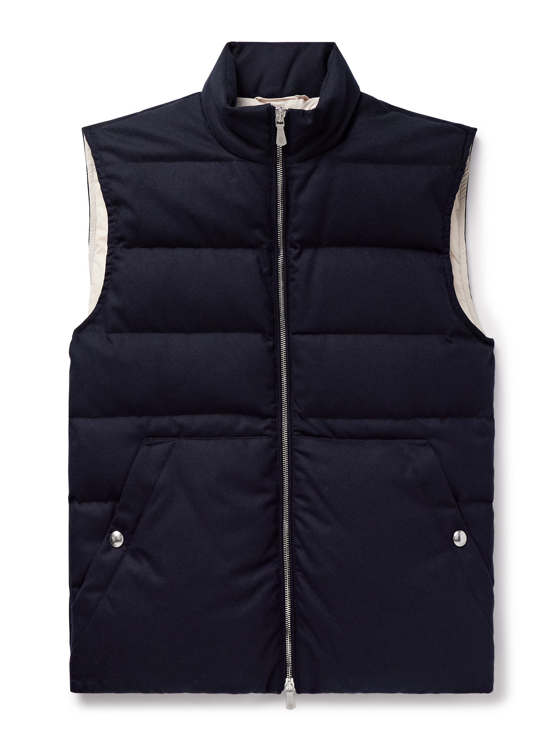Eleventy Quilted Wool Down Gilet In Blue