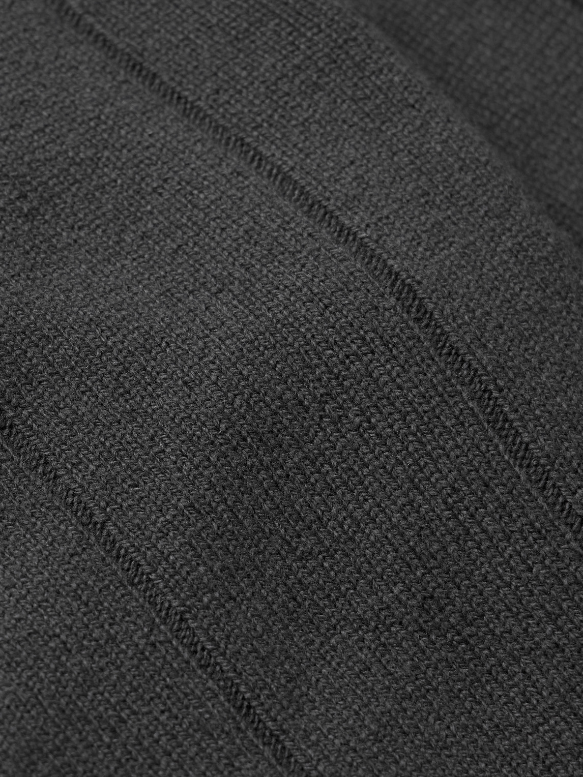 Ribbed Wool Zip-Up Cardigan