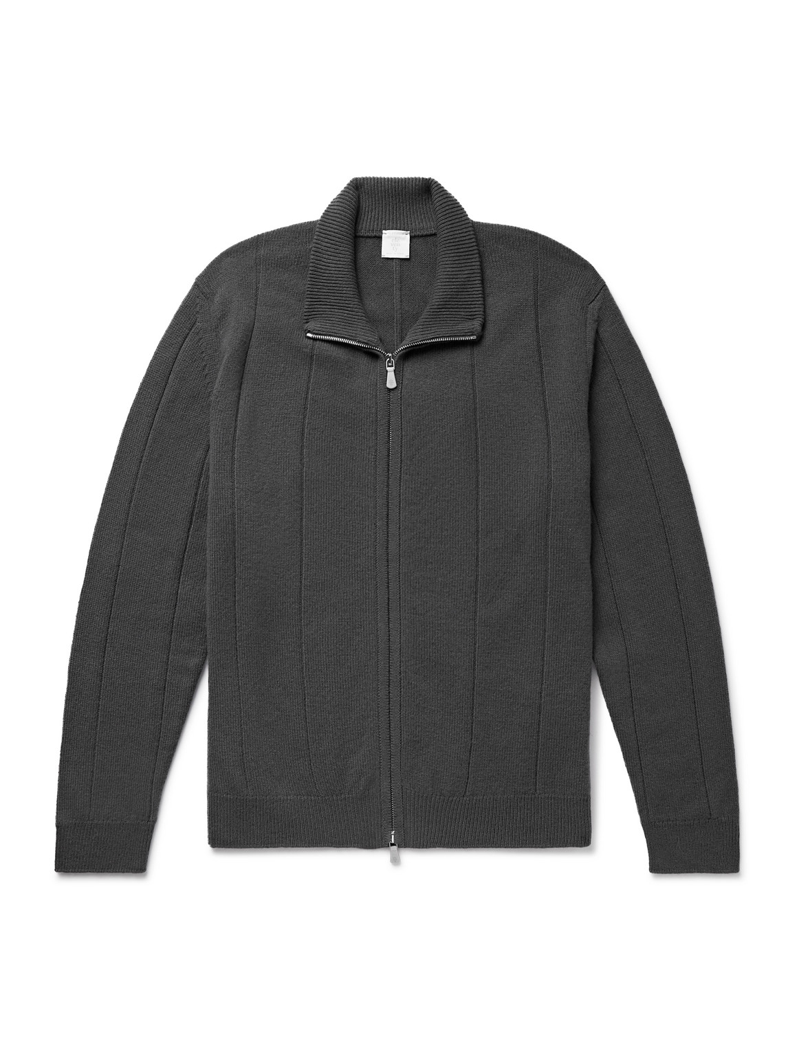 Eleventy Ribbed Wool Zip-up Cardigan In Gold