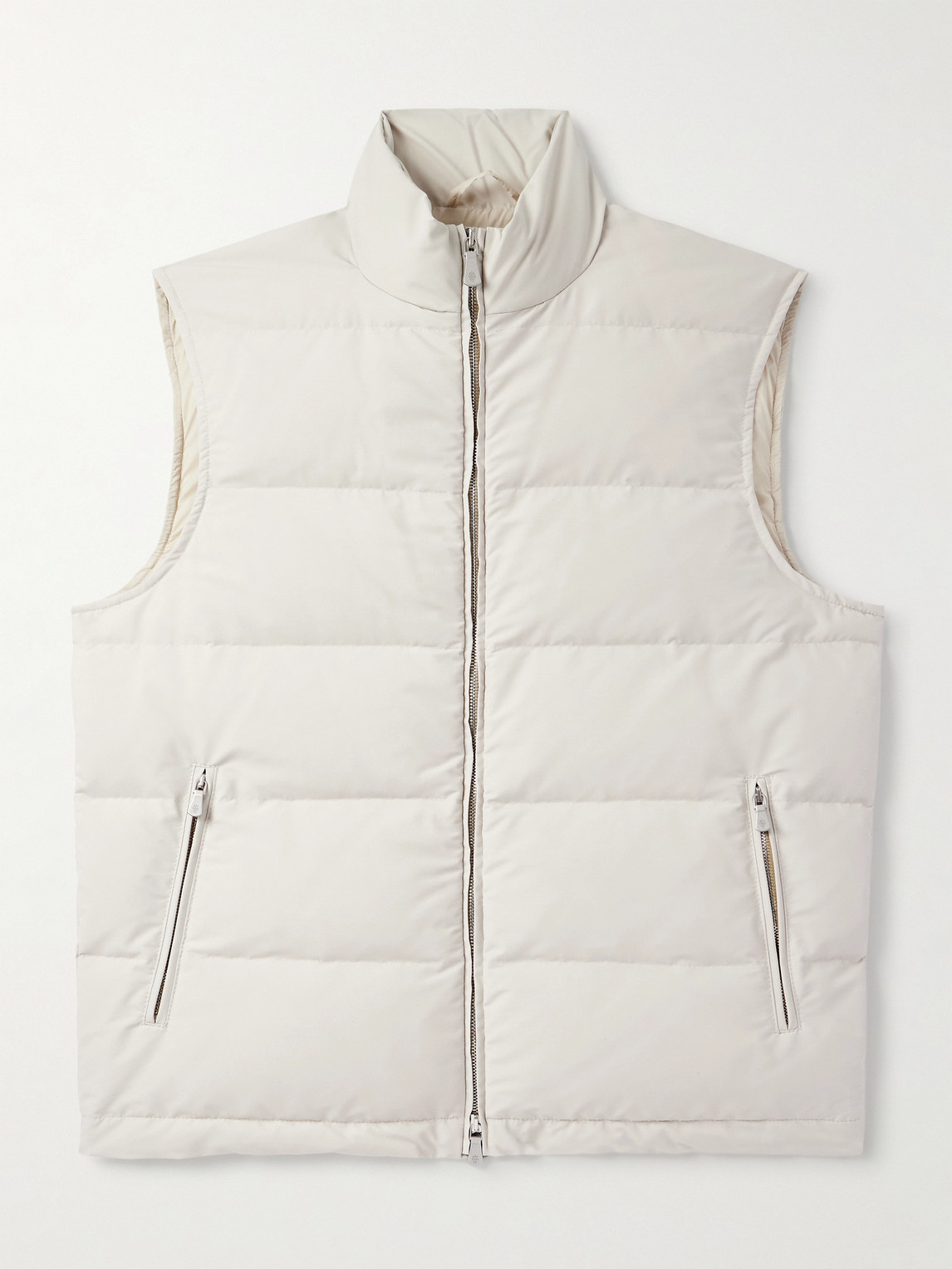 Eleventy Quilted Tech Wool-blend Down Gilet In Gray