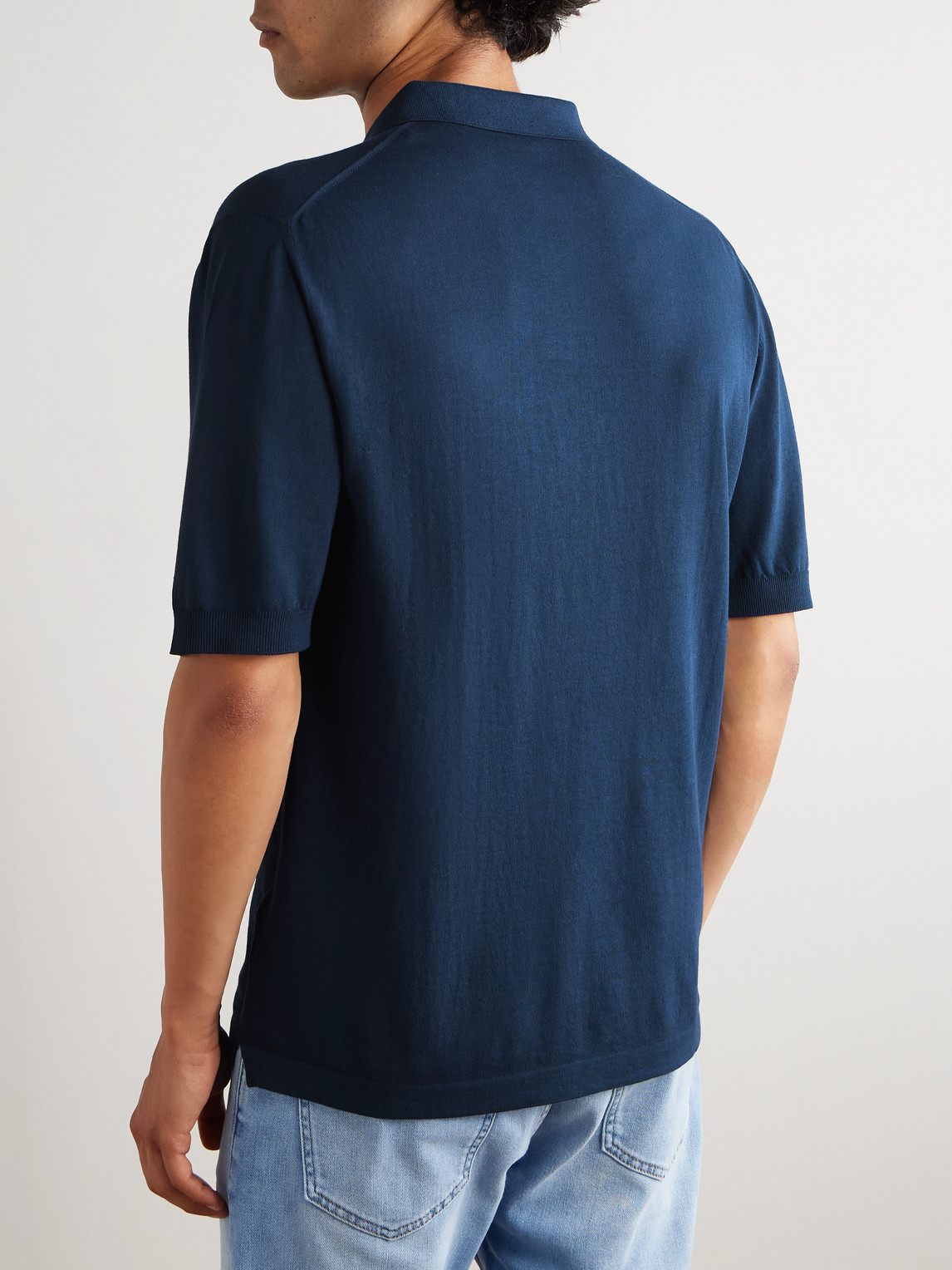  Eleventy - Garment-dyed Cotton Polo Shirt - Men - Blue - Xs 
