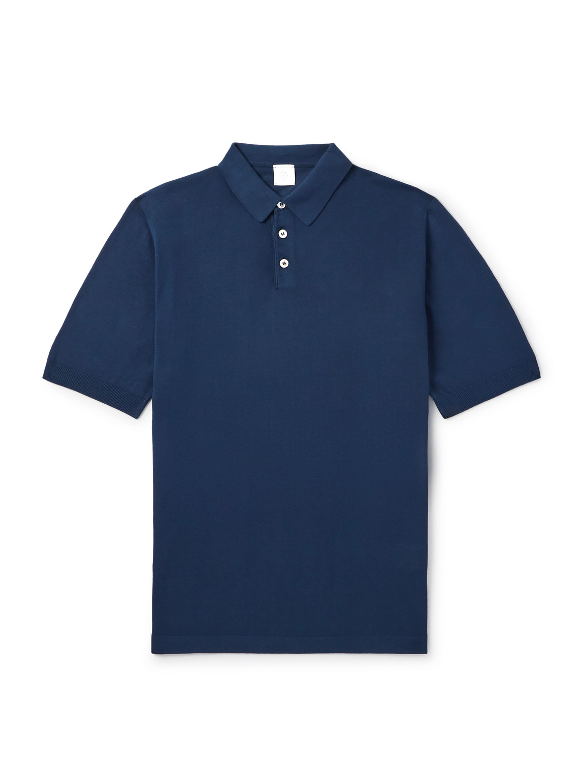 Eleventy Garment-dyed Cotton Polo Shirt In Blue
