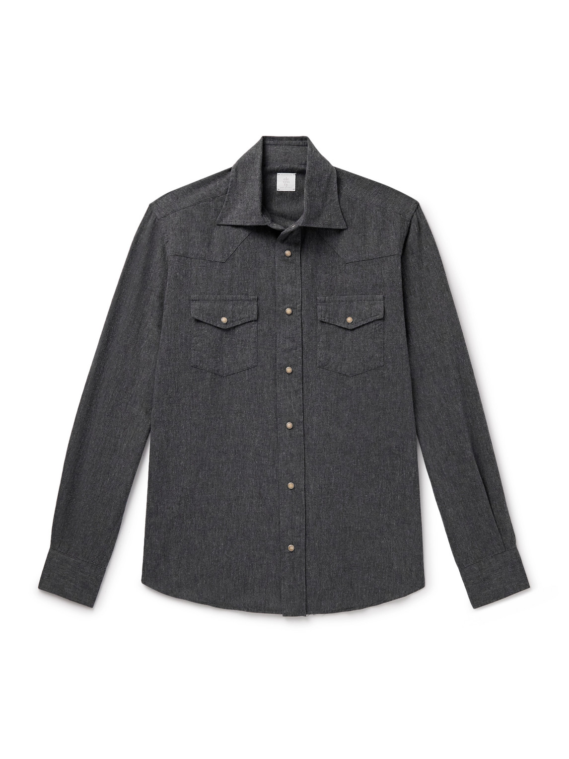 Eleventy Cotton Western Shirt In Gray
