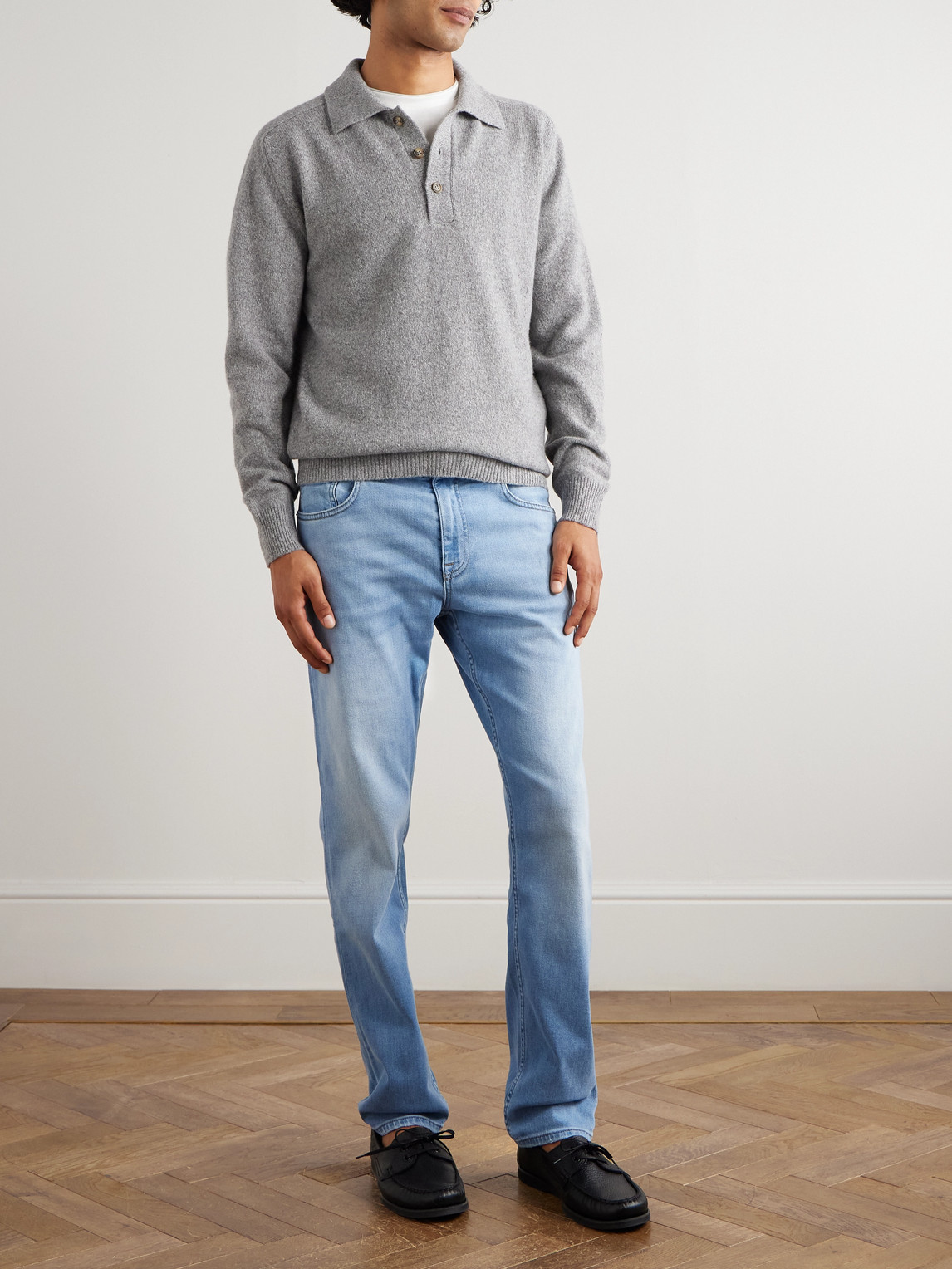 Eleventy Ribbed Crewneck Sweater With Cuffs And Hem In Gray