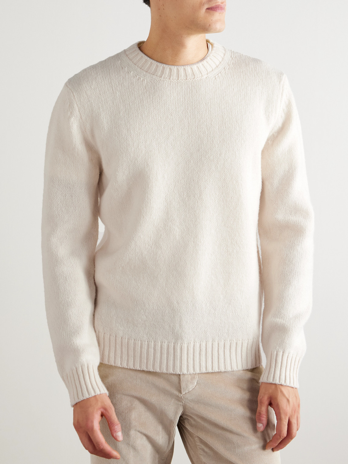 Eleventy Slim-fit Wool Sweater In White