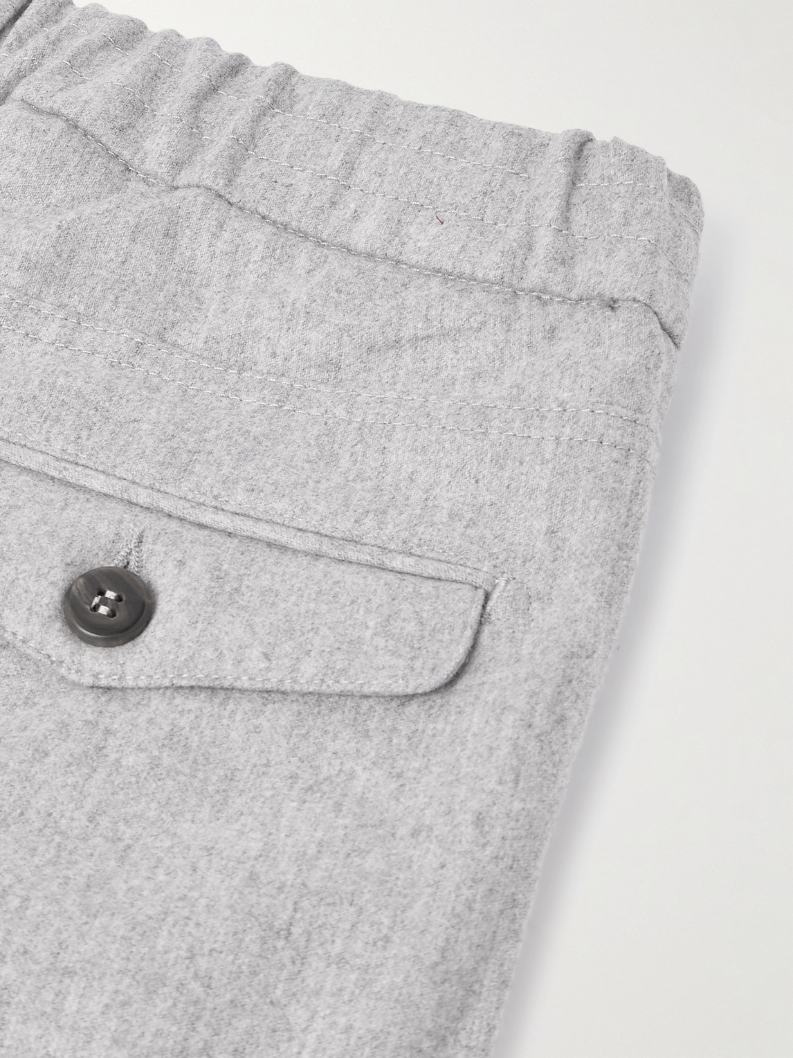Eleventy Slim-fit Straight-leg Pleated Stretch Wool And Cashmere-blend Drawstring Trousers In Gray