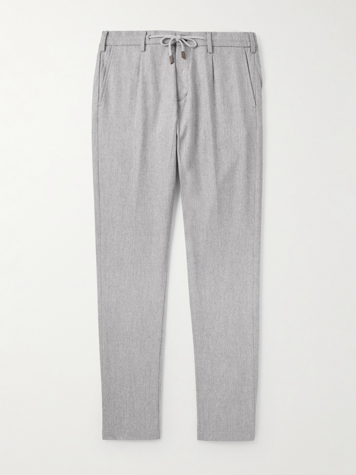 ELEVENTY Slim-Fit Straight-Leg Pleated Stretch Wool and Cashmere-Blend Drawstring Trousers - Men