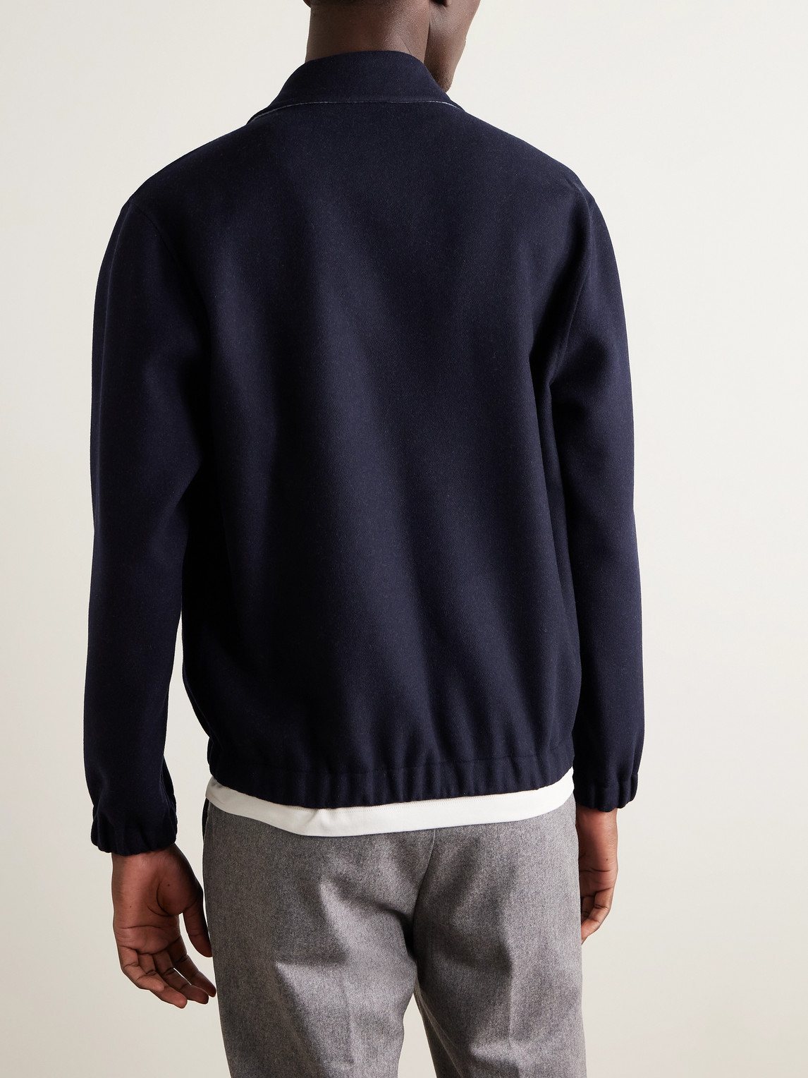 Eleventy Zippered Bomber Jacket Side Pockets In Blue