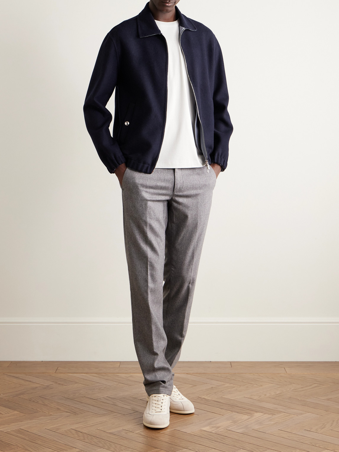 Eleventy Zippered Bomber Jacket Side Pockets In Blue