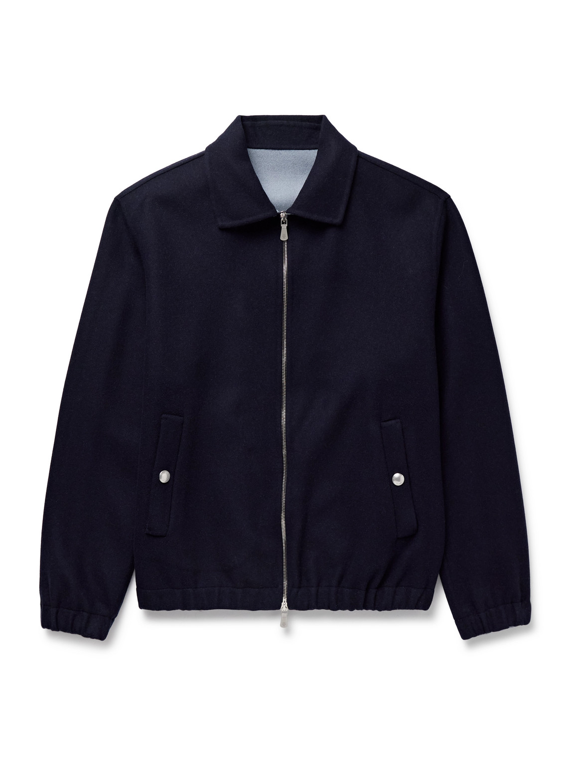 Eleventy Wool-felt Bomber Jacket In Blue
