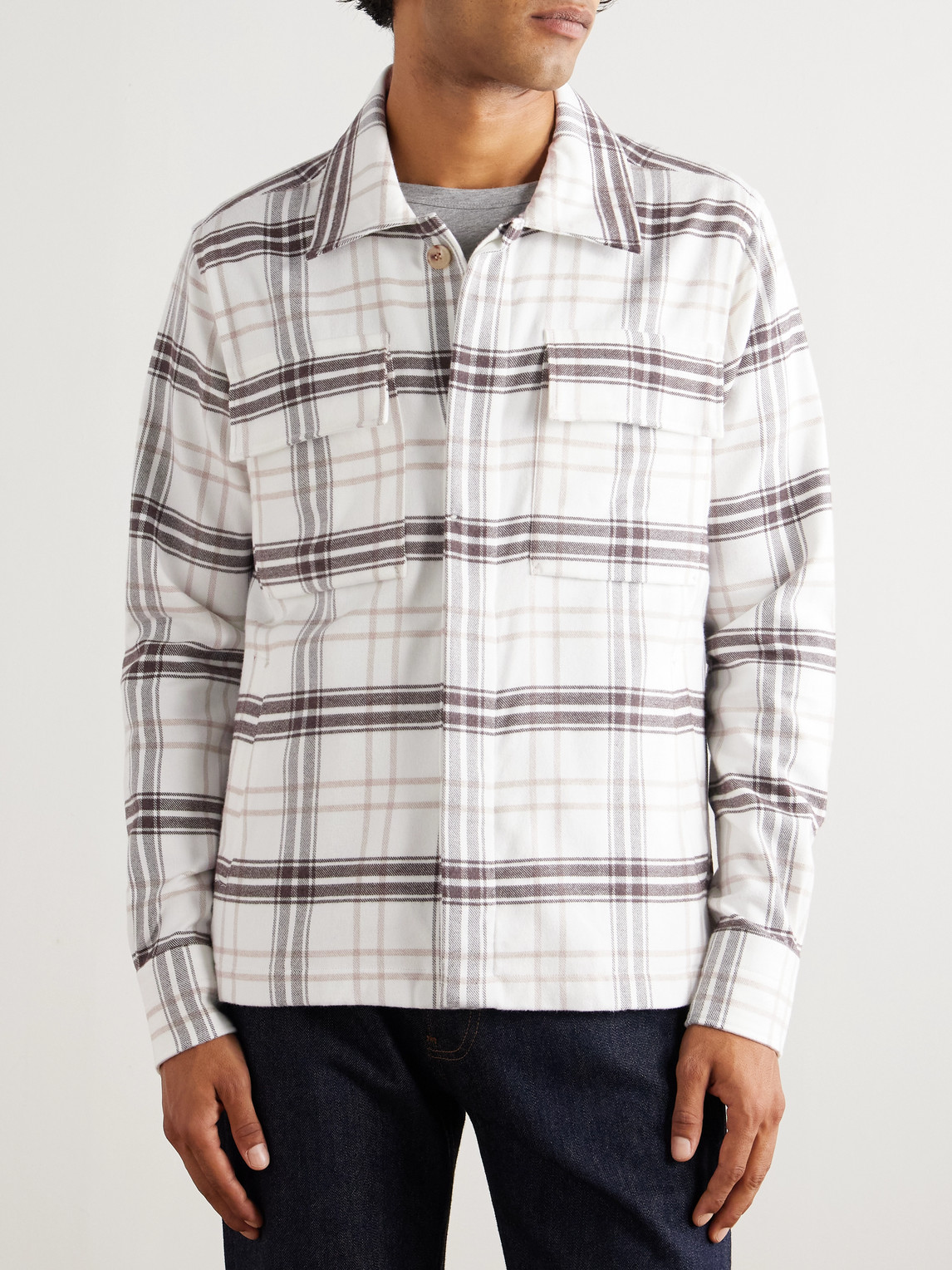  Eleventy - Checked Cotton Shirt - Men - Brown - S 