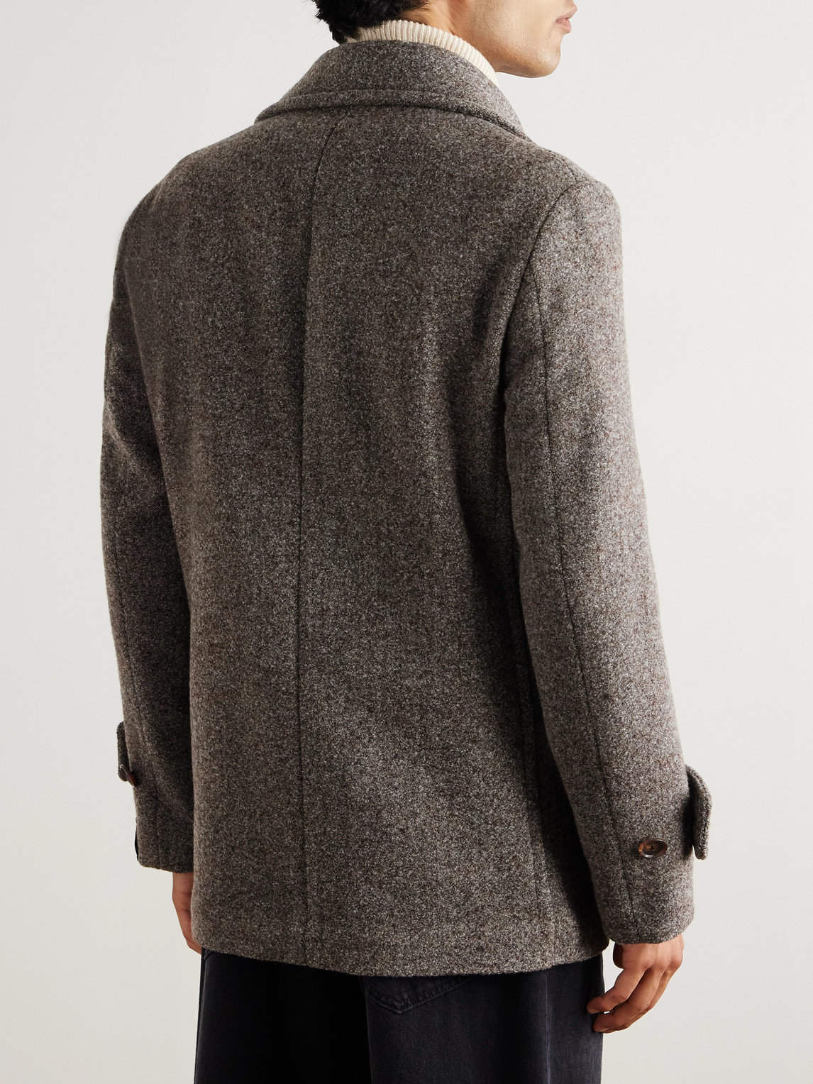 Caruso Double-breasted Wool-blend Peacoat In Gray