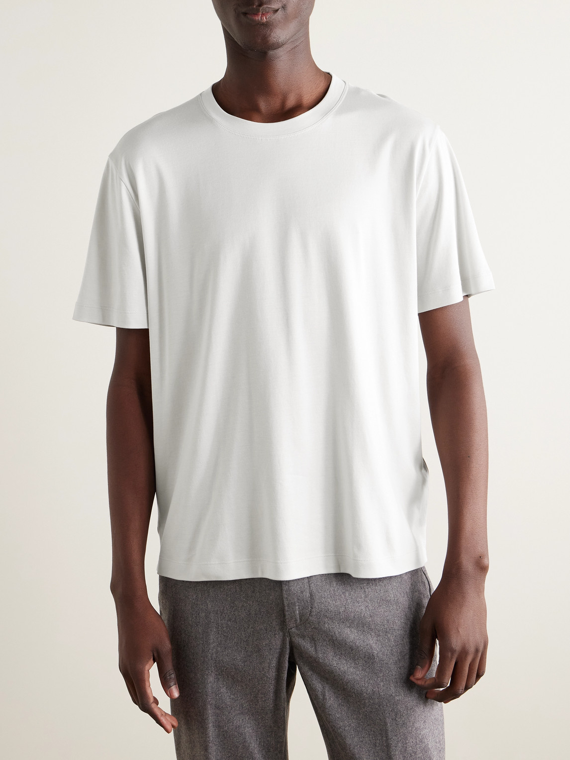 Eleventy Cotton And Modal-blend Jersey T-shirt In White