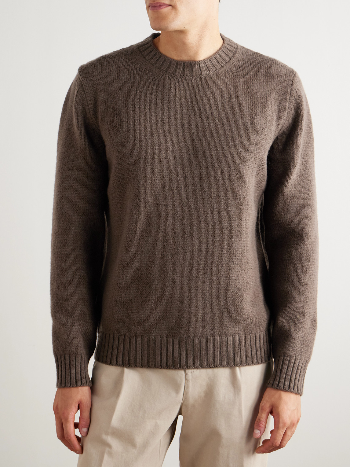 Eleventy Slim-fit Wool Sweater In Brown