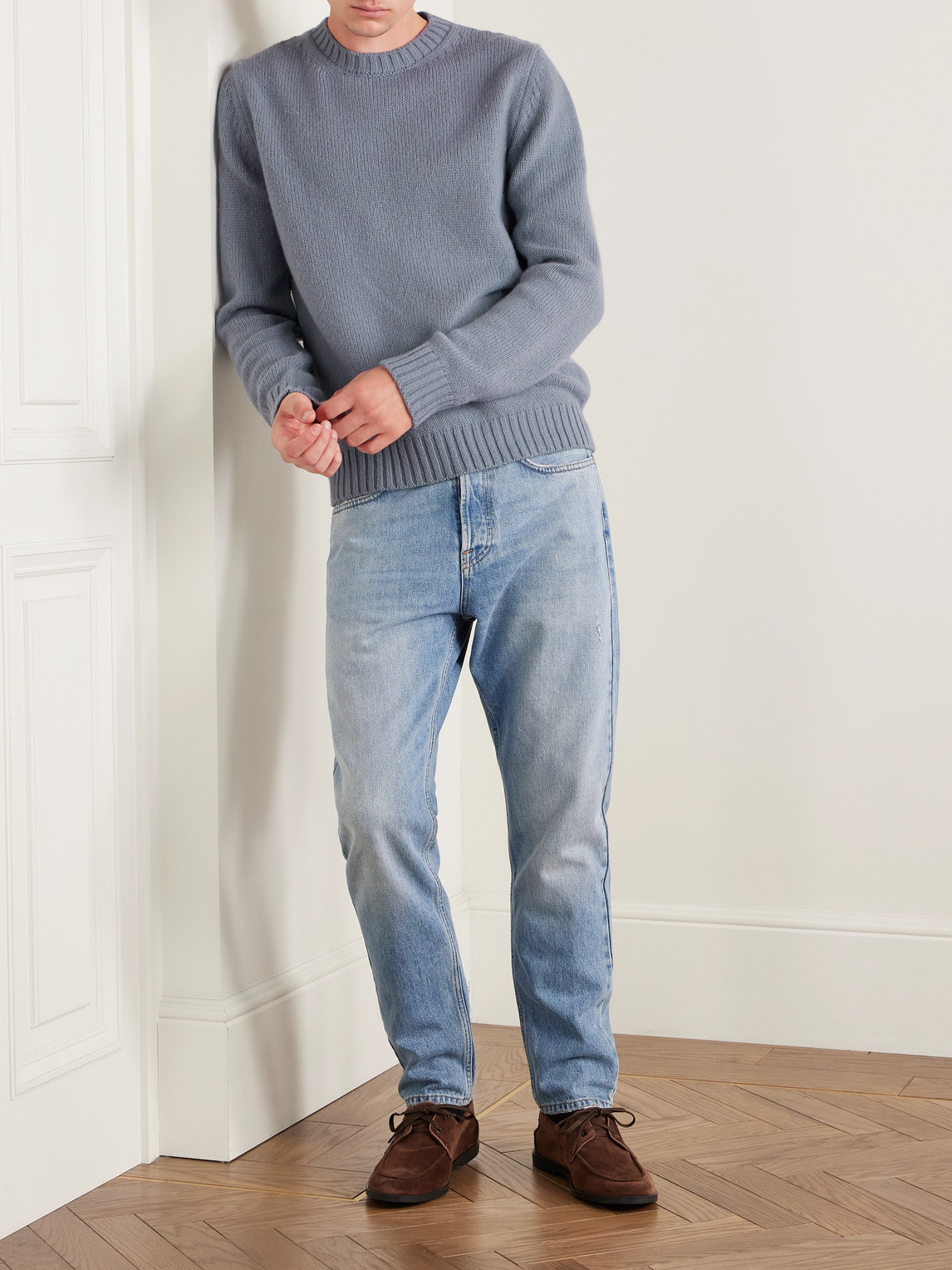 Eleventy Slim-fit Wool Sweater In Blue