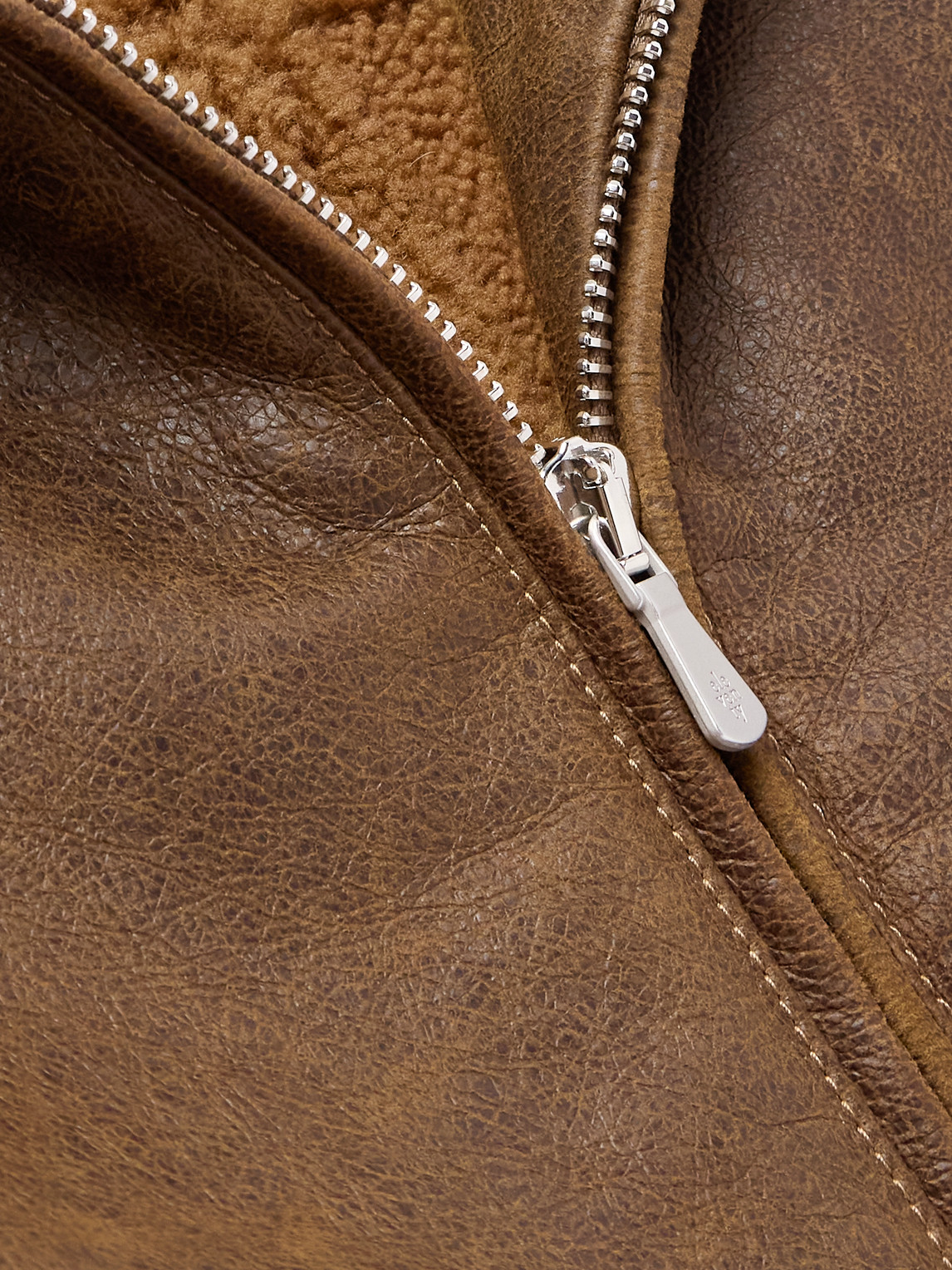 Eleventy Slim-fit Shearling Jacket In Brown