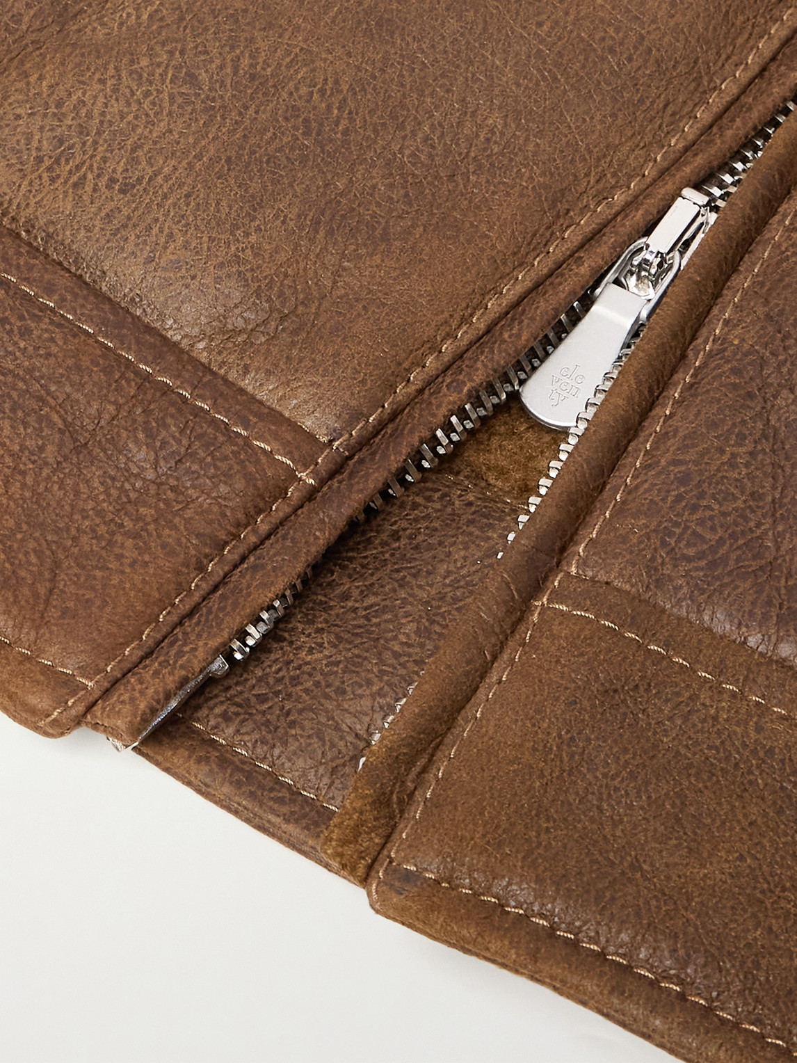 Eleventy Slim-fit Shearling Jacket In Brown