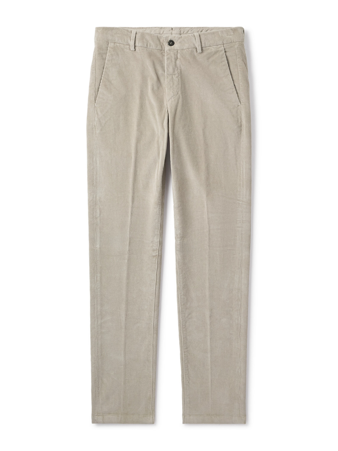 Eleventy Slim-fit Straight-leg Stretch Cotton And Modal-blend Corduroy Trousers In Gold