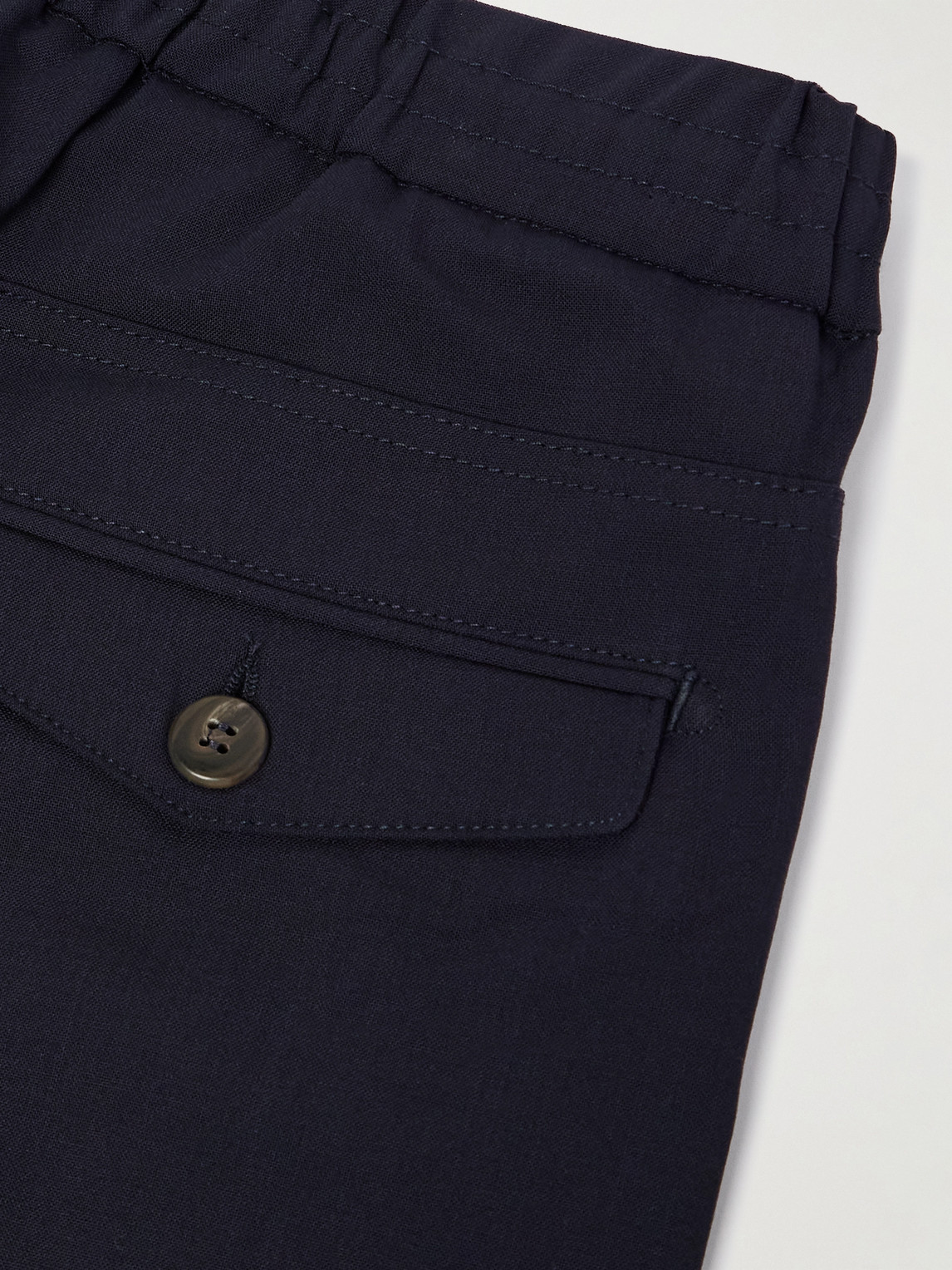 Eleventy Slim-fit Straight-leg Pleated Stretch-wool Drawstring Trousers In Blue