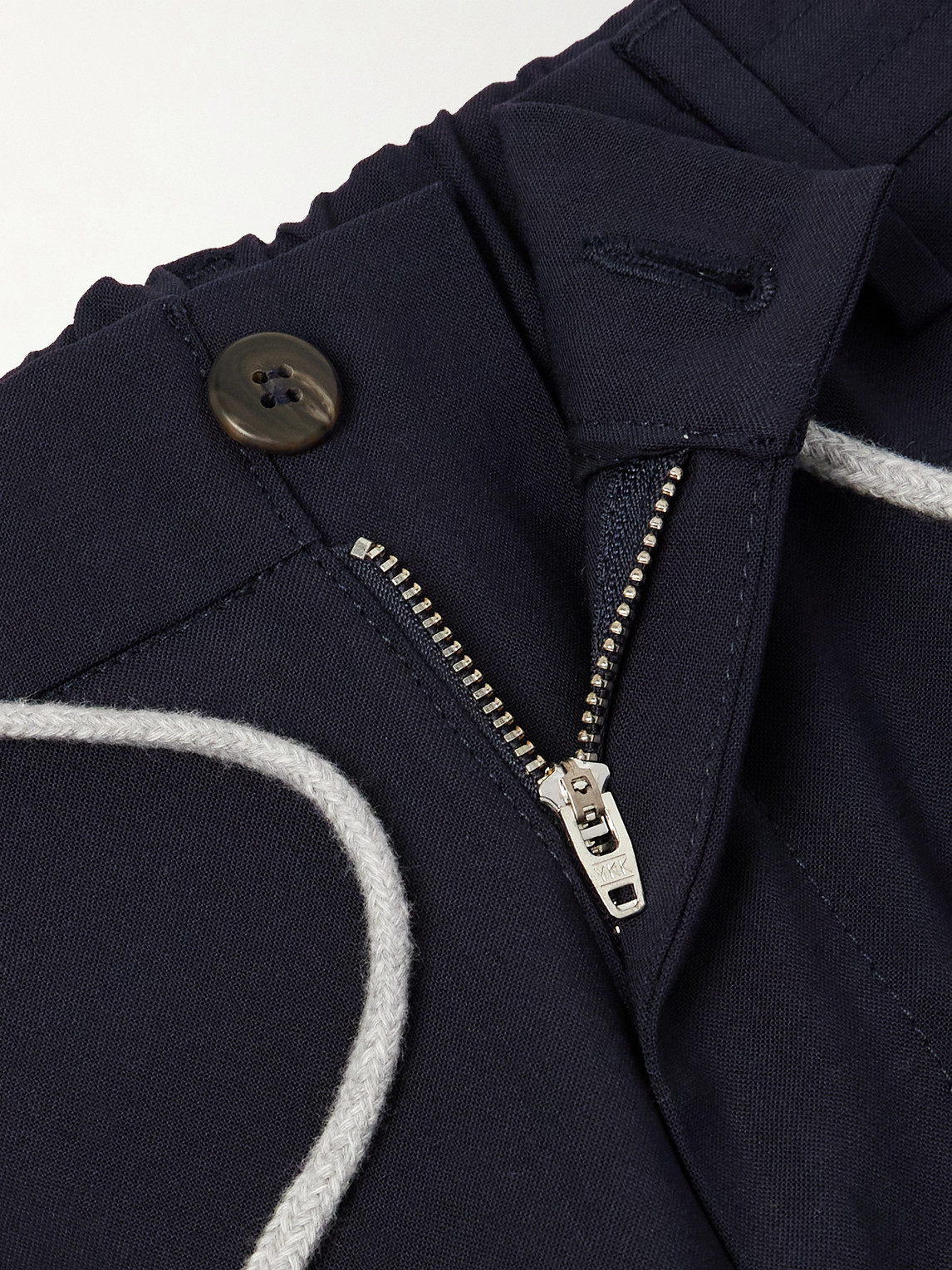 Eleventy Slim-fit Straight-leg Pleated Stretch-wool Drawstring Trousers In Blue