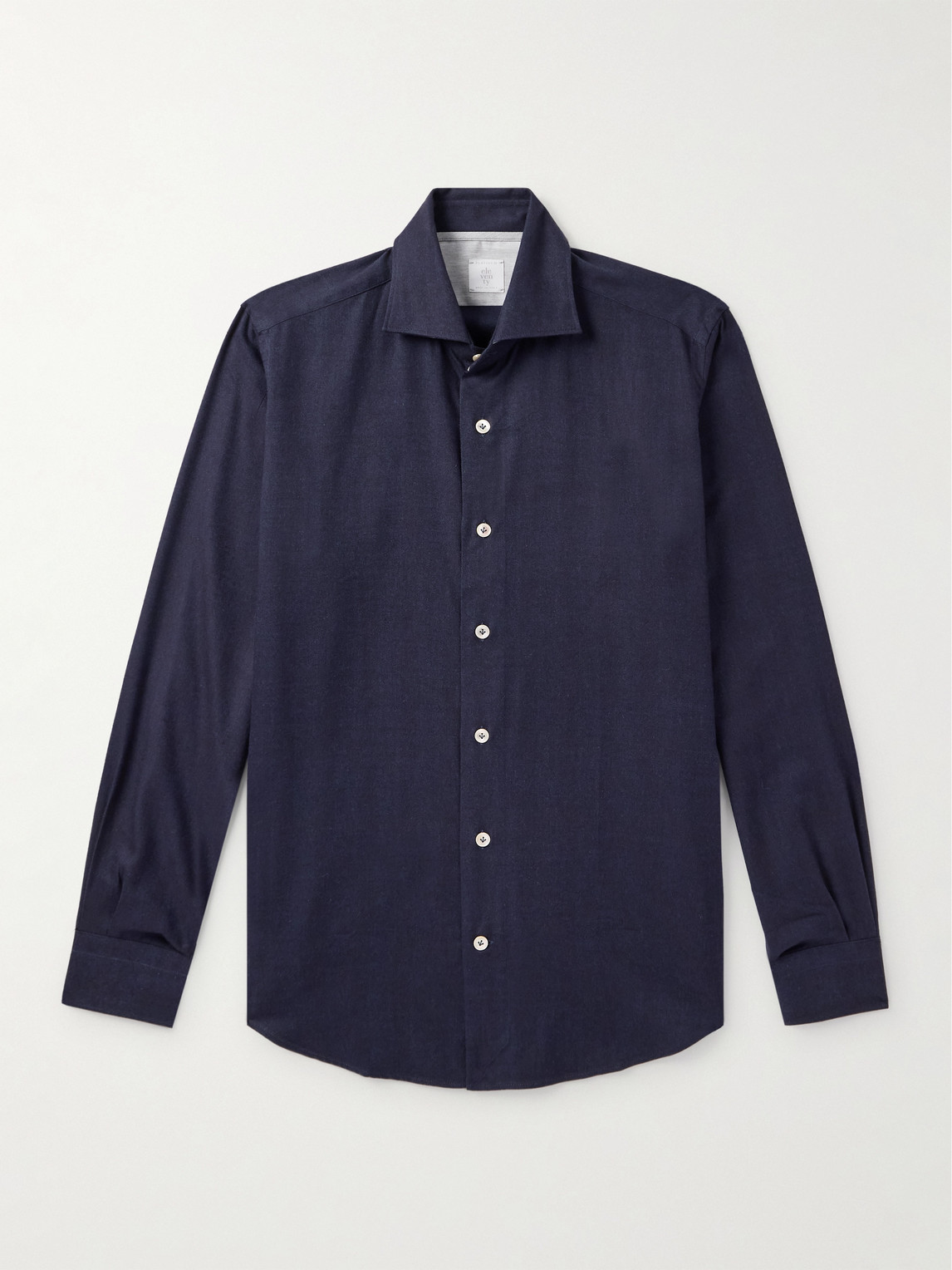 ELEVENTY lim-Fit Herringbone Cotton and Lyocell-Blend hirt - Men