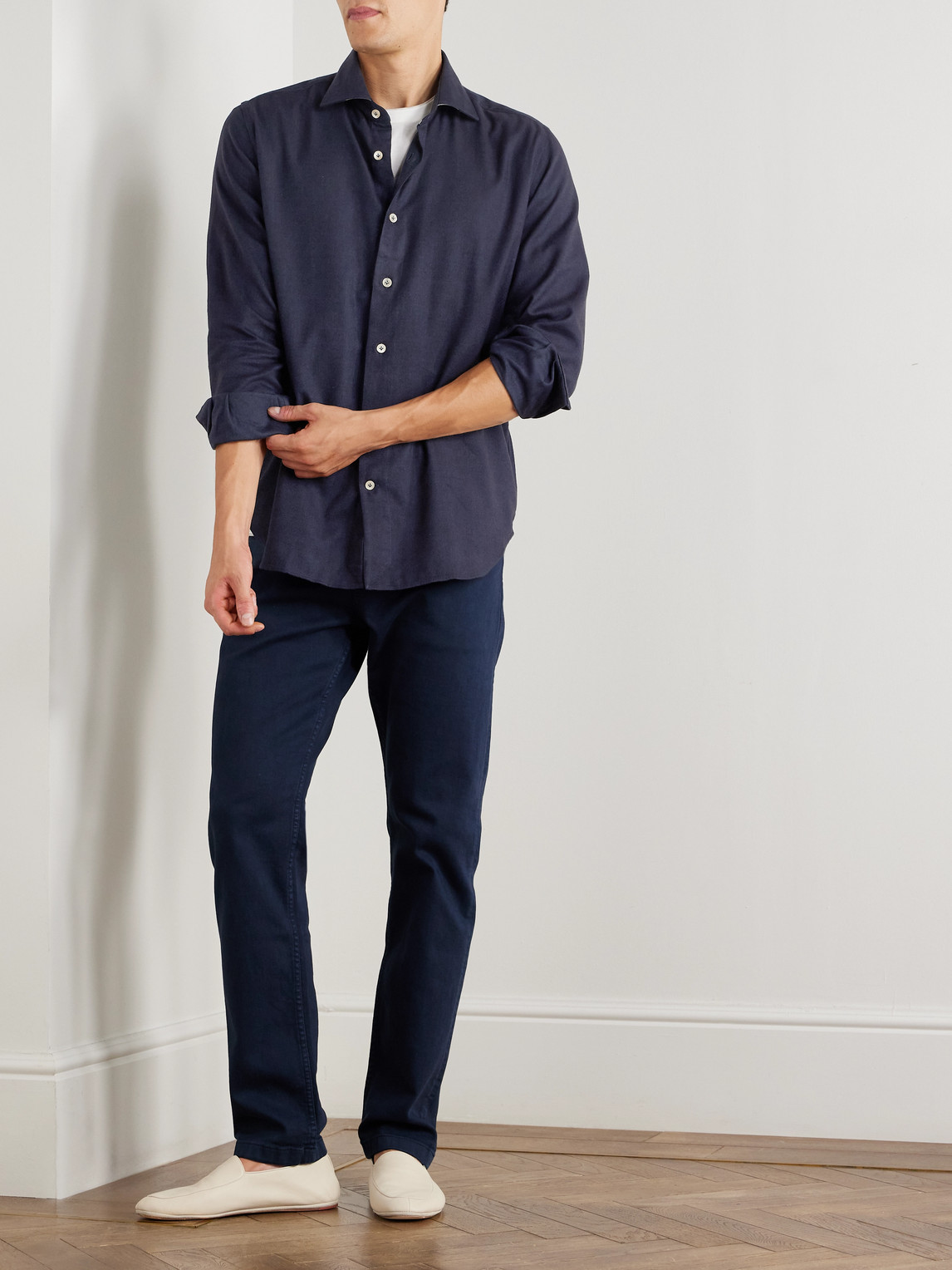 Slim-Fit Herringbone Cotton And Lyocell-Blend Shirt