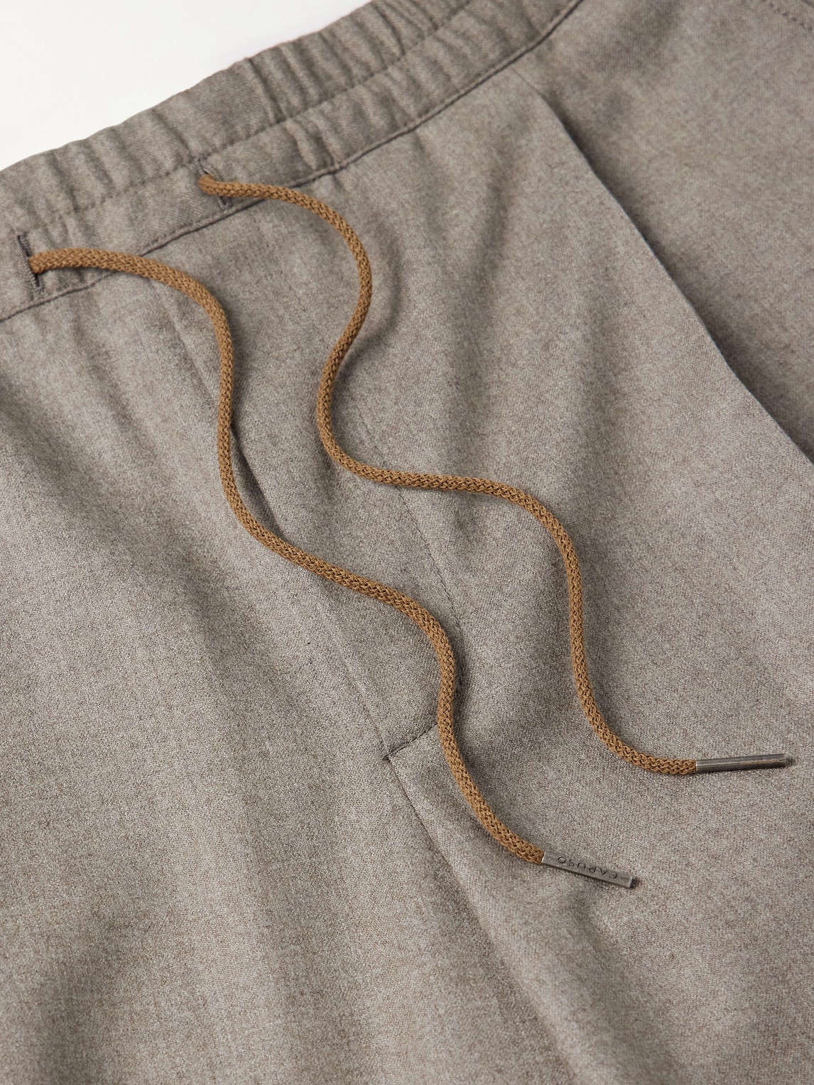 Caruso Slim-fit Pleated Wool Drawstring Trousers In Gray