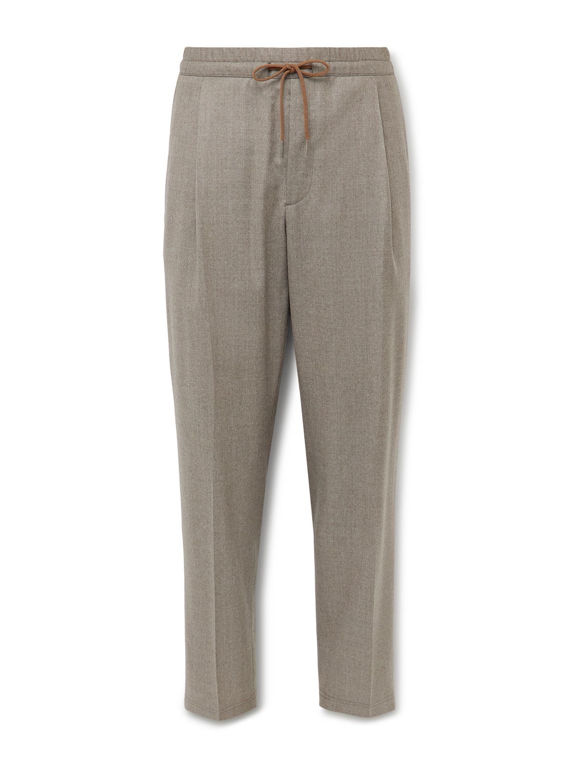 Caruso Slim-fit Pleated Wool Drawstring Trousers In Brown