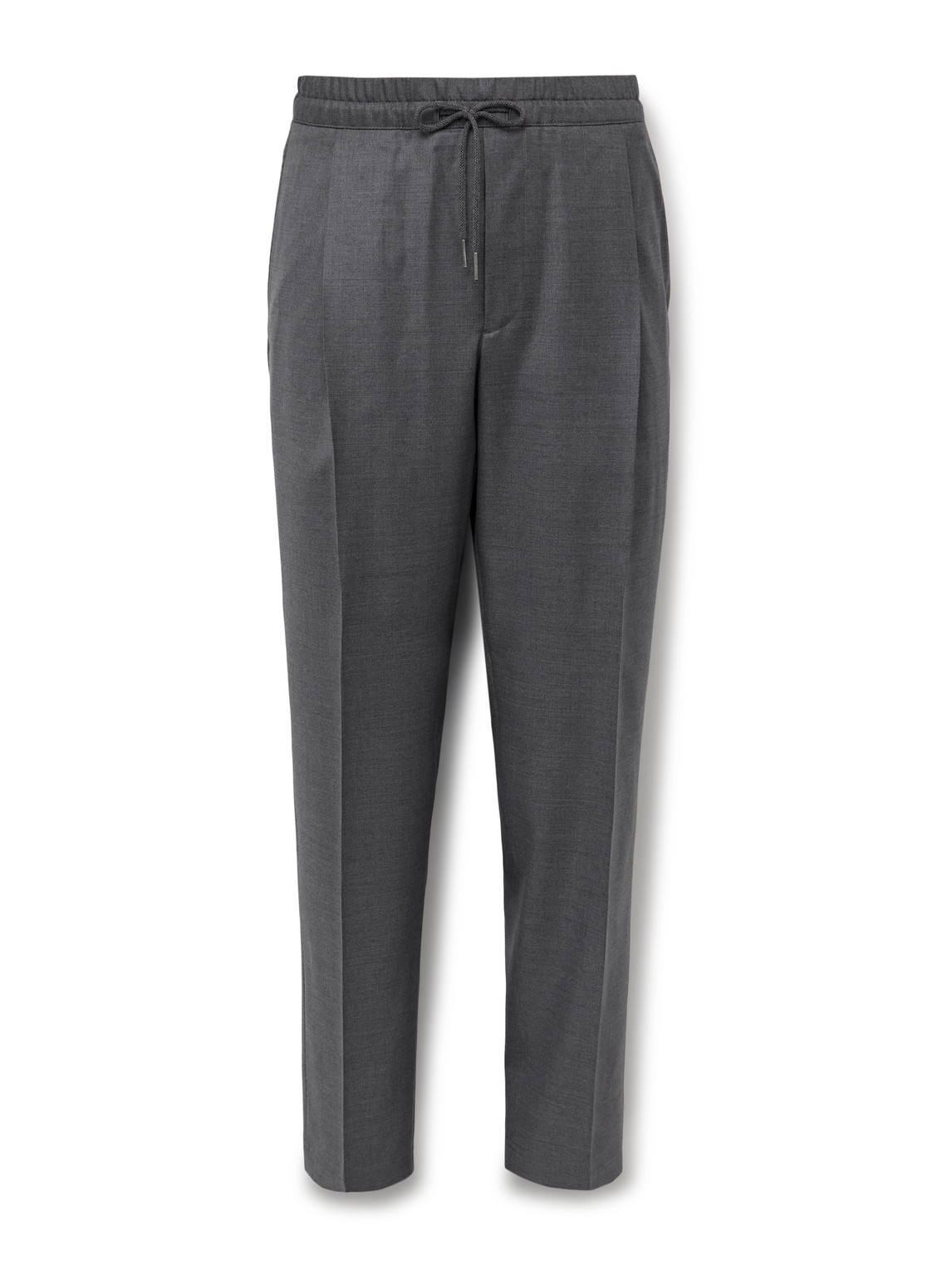 Caruso Slim-fit Pleated Wool Drawstring Trousers In Gray